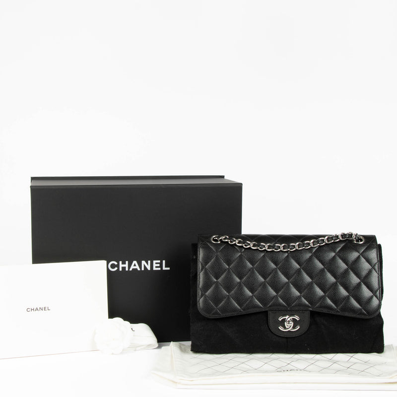 Chanel Black Caviar Large/Jumbo Classic Handbag