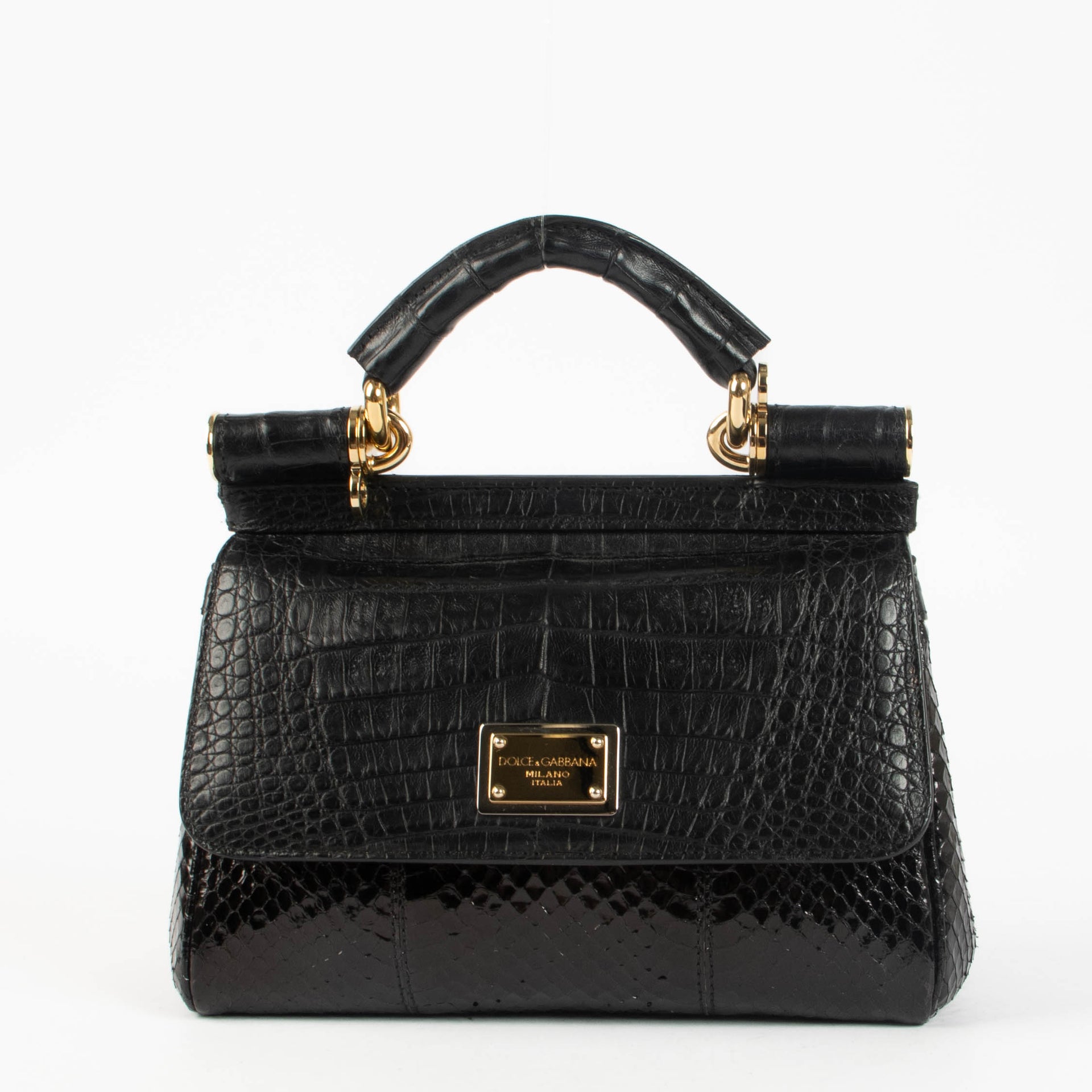 Dolce & Gabbana Black Alligator/Python Mini Sicily Bag
