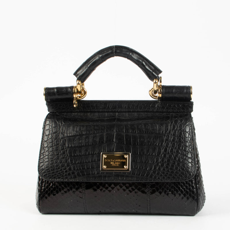 Dolce & Gabbana Black Alligator/Python Mini Sicily Bag