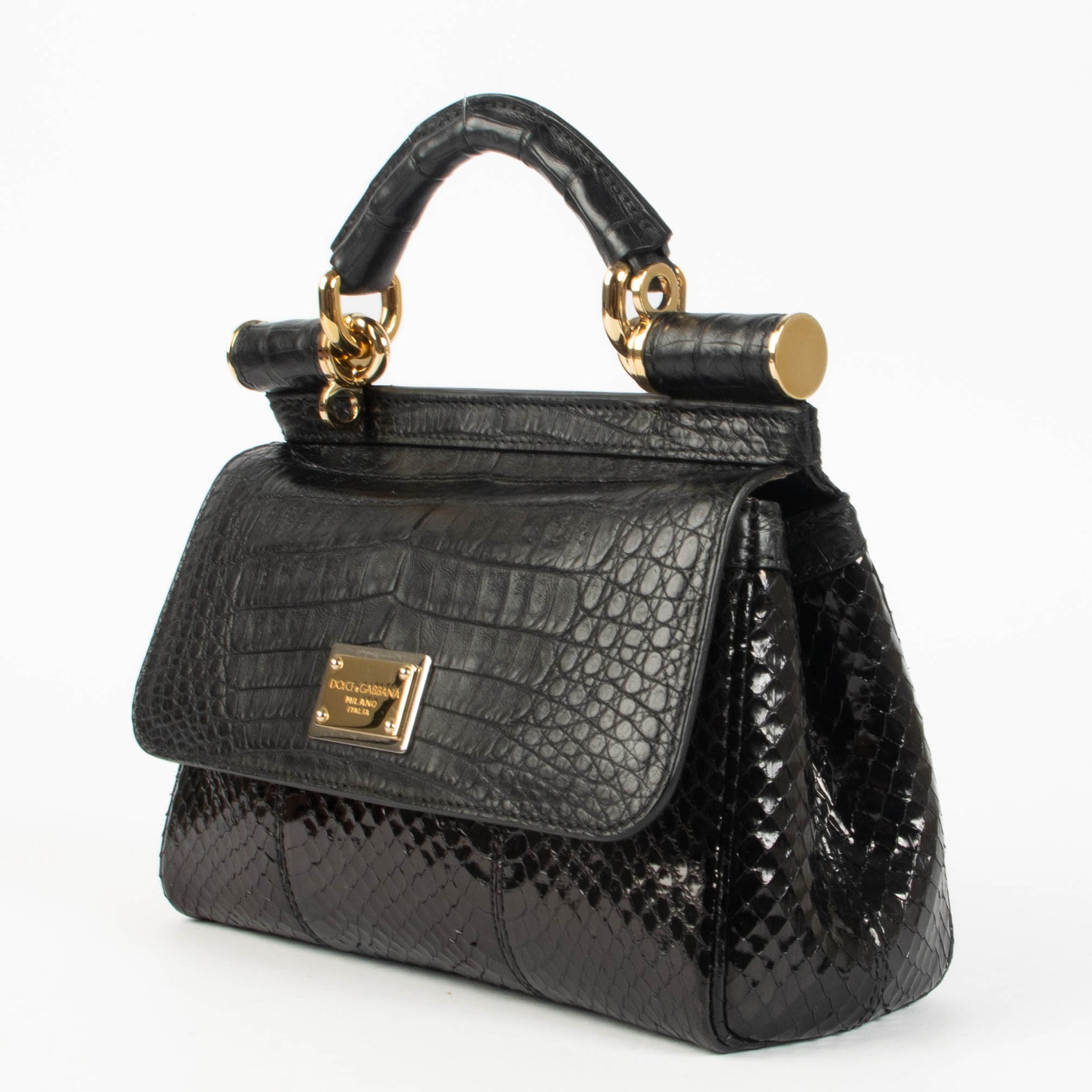 Dolce & Gabbana Black Alligator/Python Mini Sicily Bag