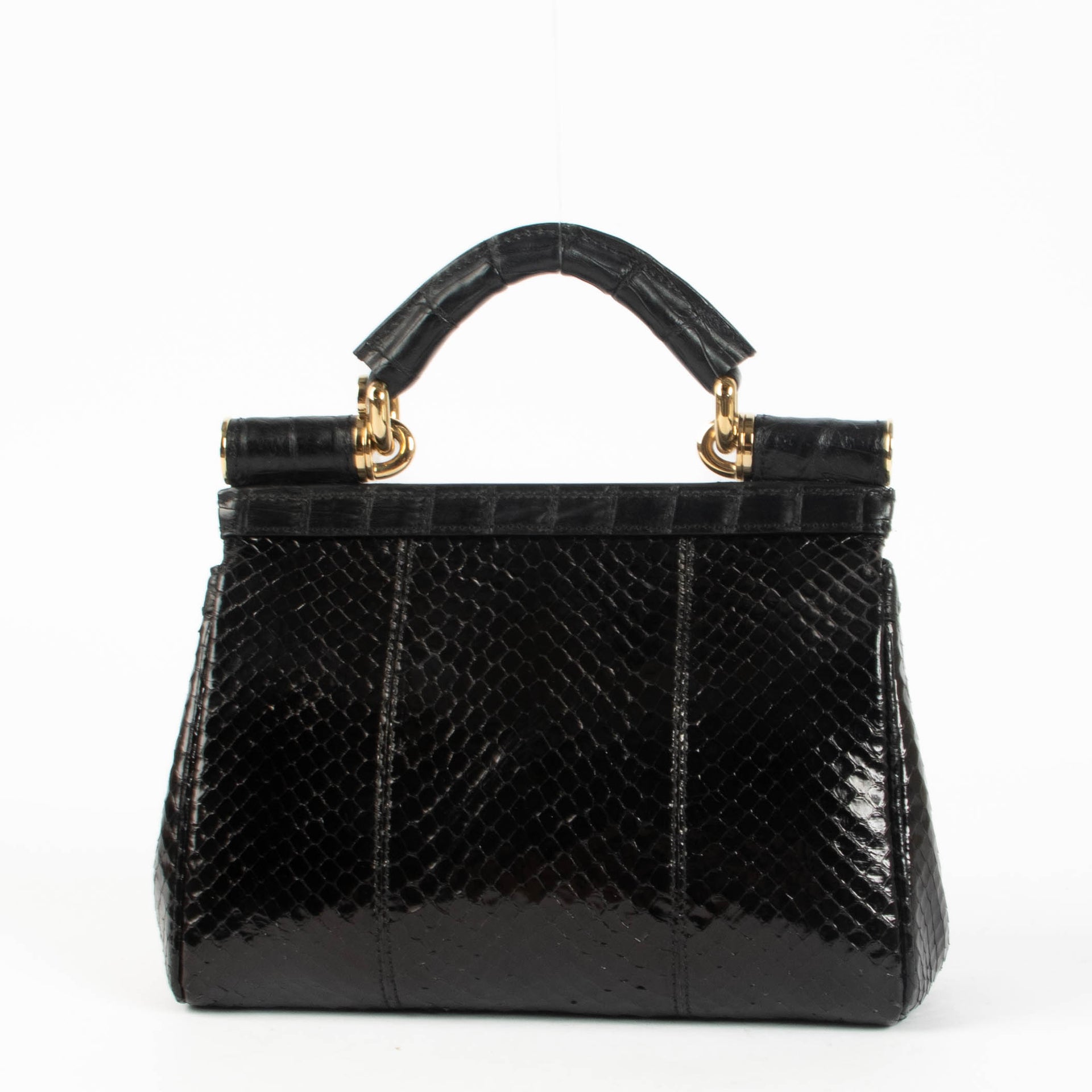 Dolce & Gabbana Black Alligator/Python Mini Sicily Bag