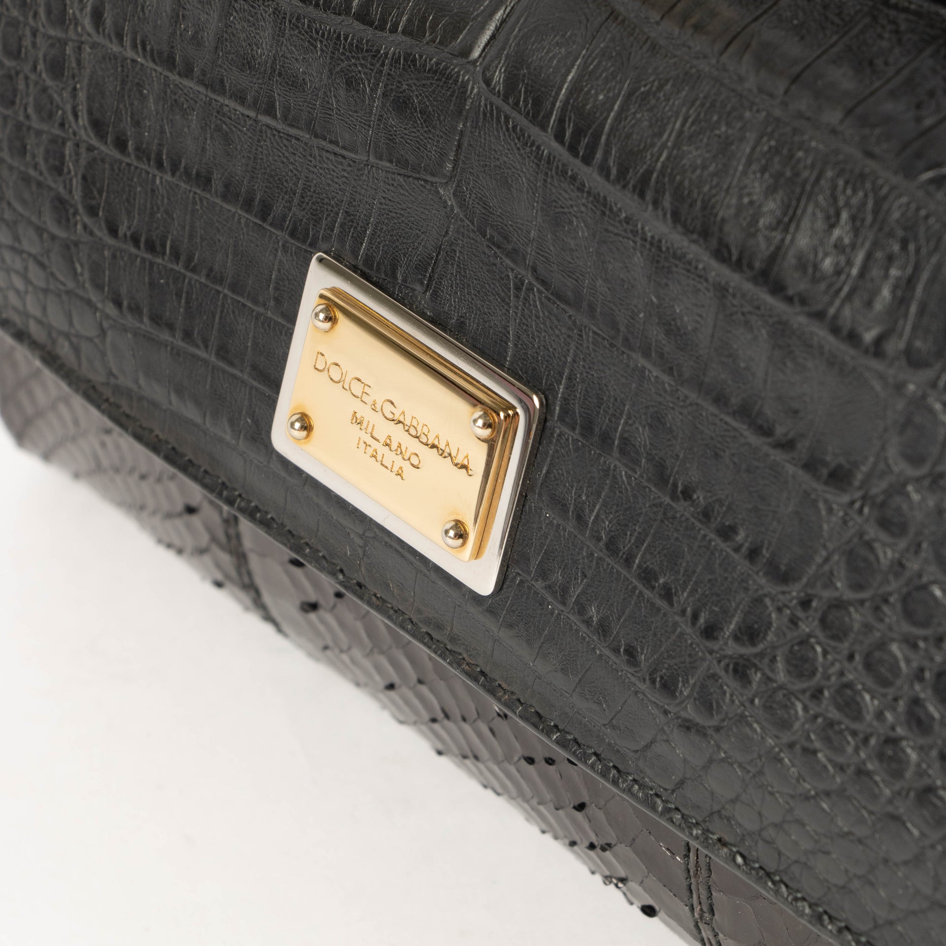 Dolce & Gabbana Black Alligator/Python Mini Sicily Bag