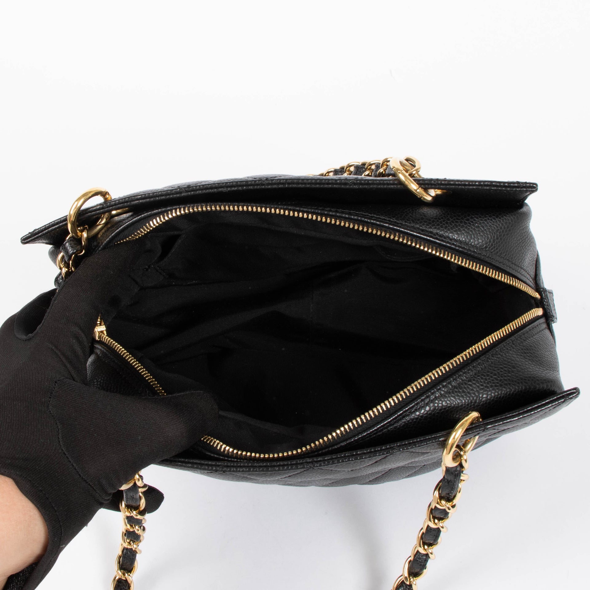 Chanel Black Caviar Small Shopping Tote