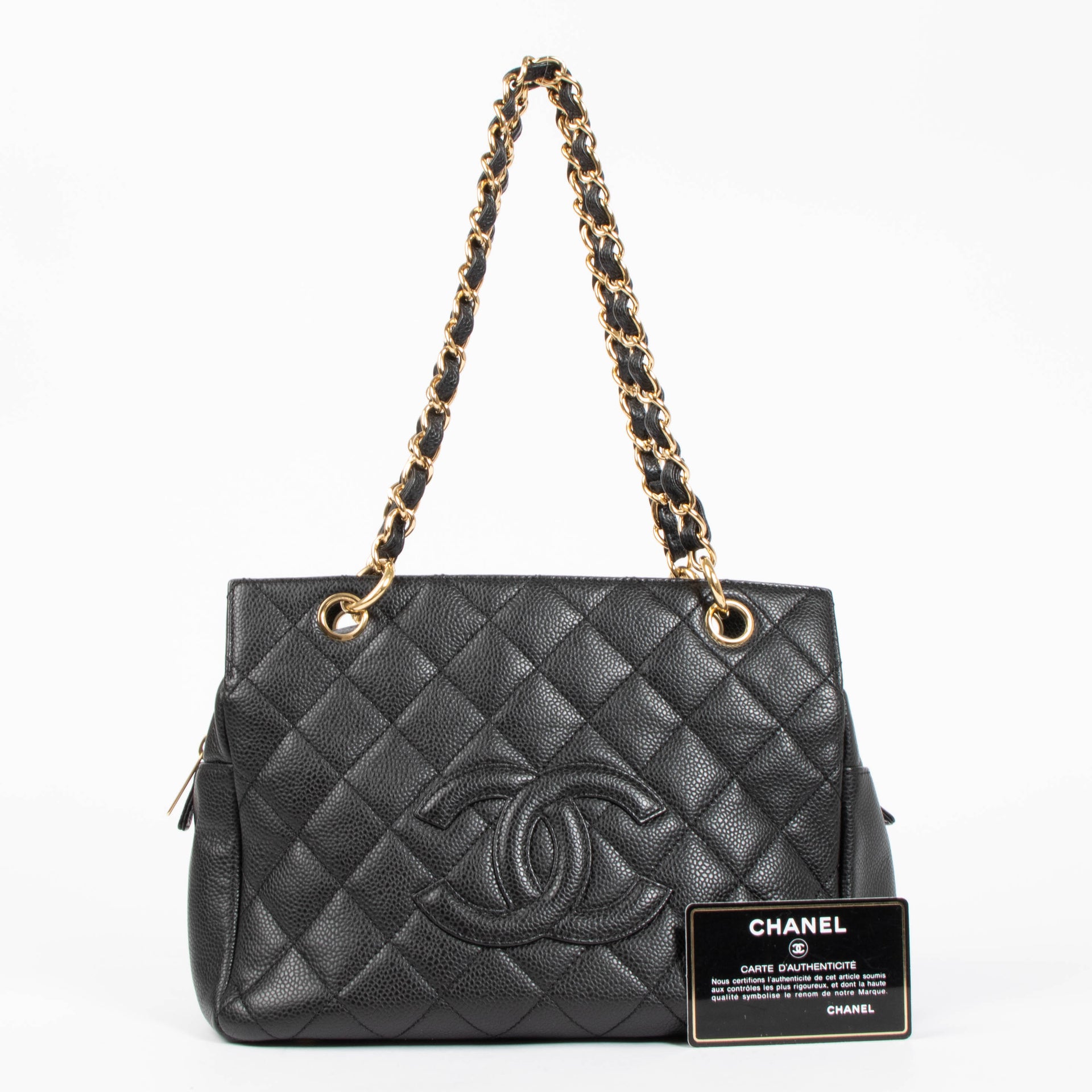 Chanel Black Caviar Small Shopping Tote