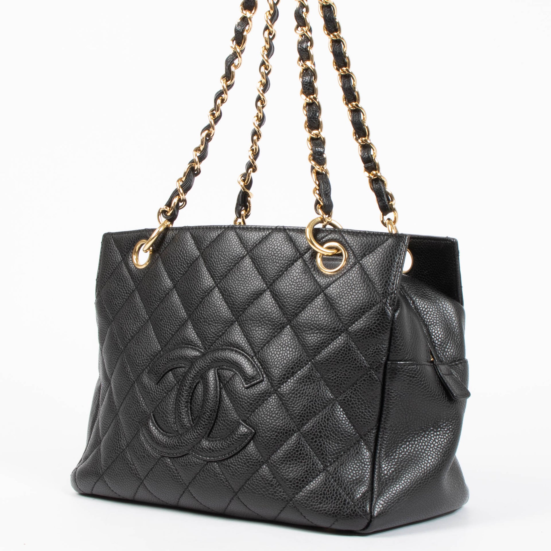 Chanel Black Caviar Small Shopping Tote