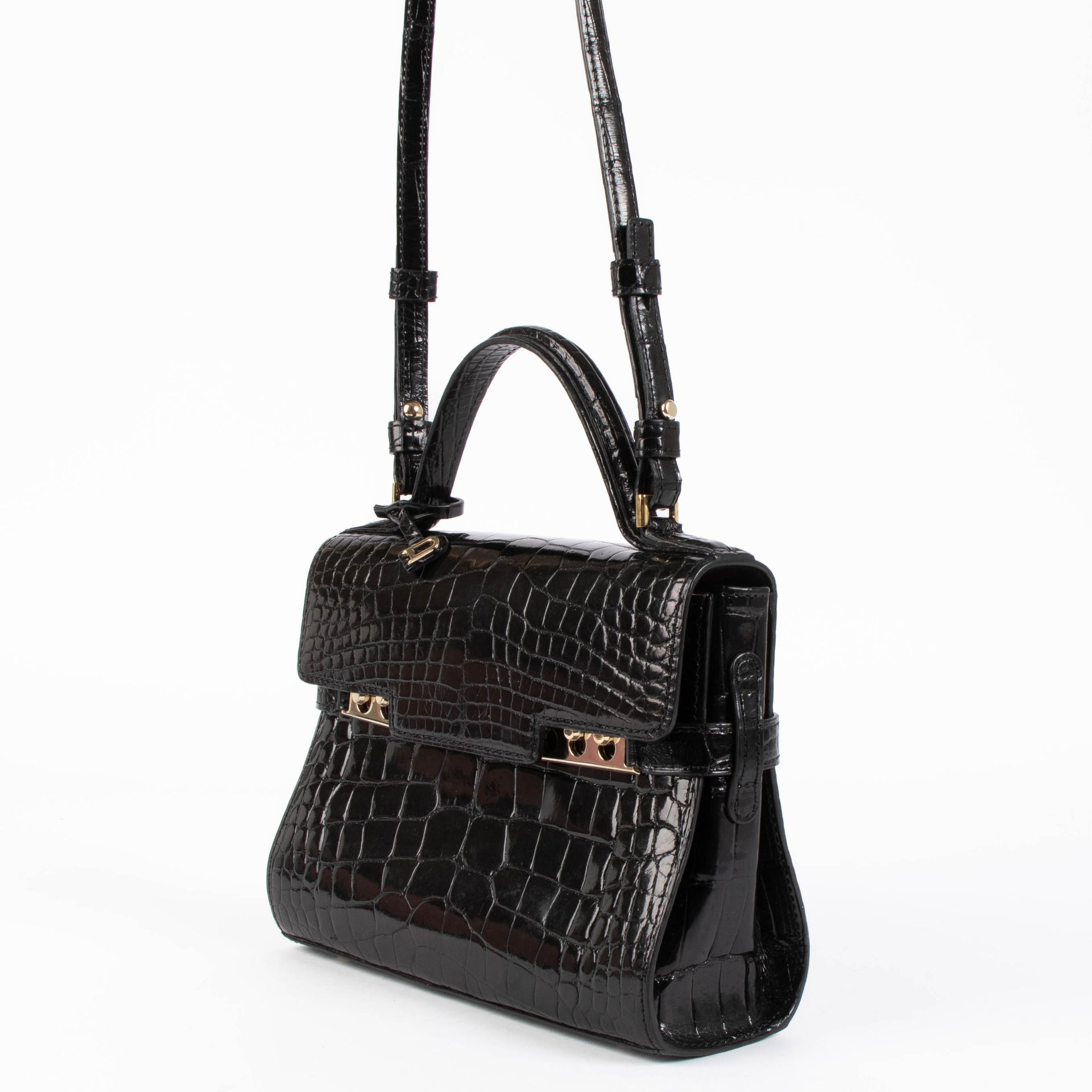 Shop this 100% authentic Delvaux Tempête Black Shiny Alligator Mini Bag at Labellov.com