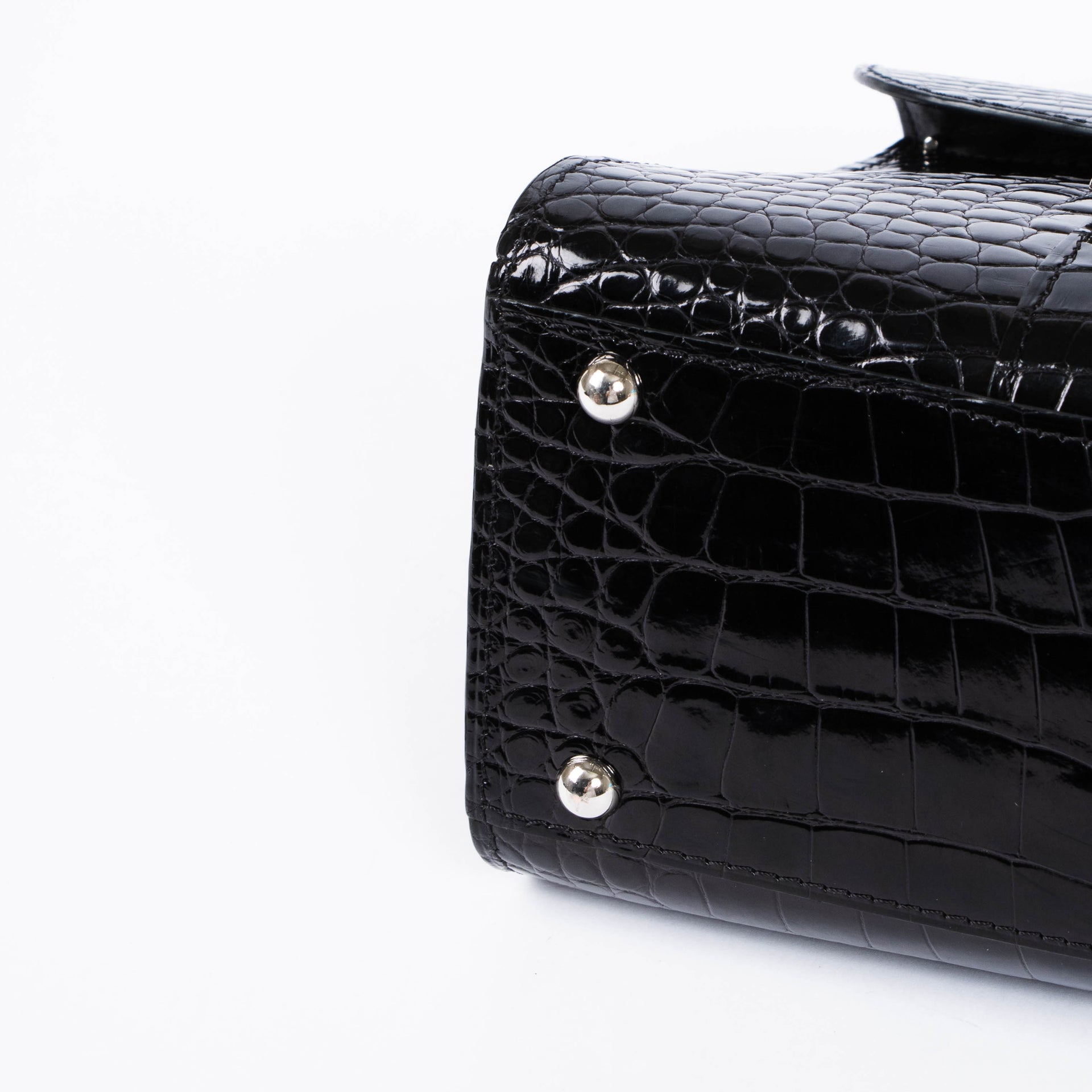 Delvaux Black Shiny Alligator Brillant Mini Bag