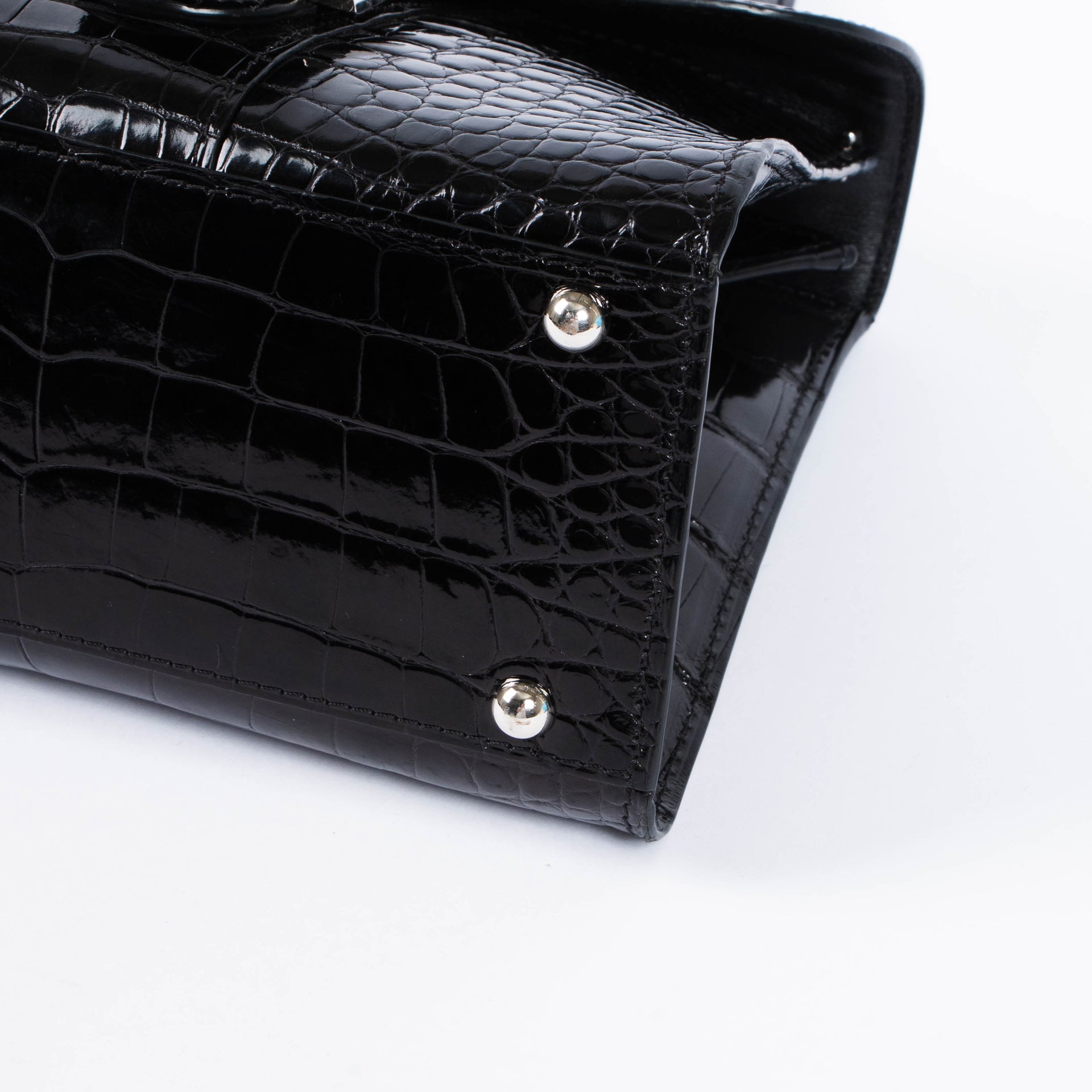 Delvaux Black Shiny Alligator Brillant Mini Bag