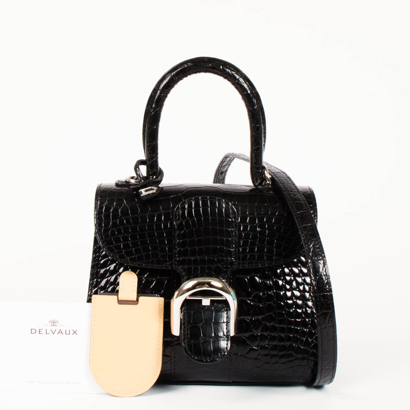 Delvaux Black Shiny Alligator Brillant Mini Bag