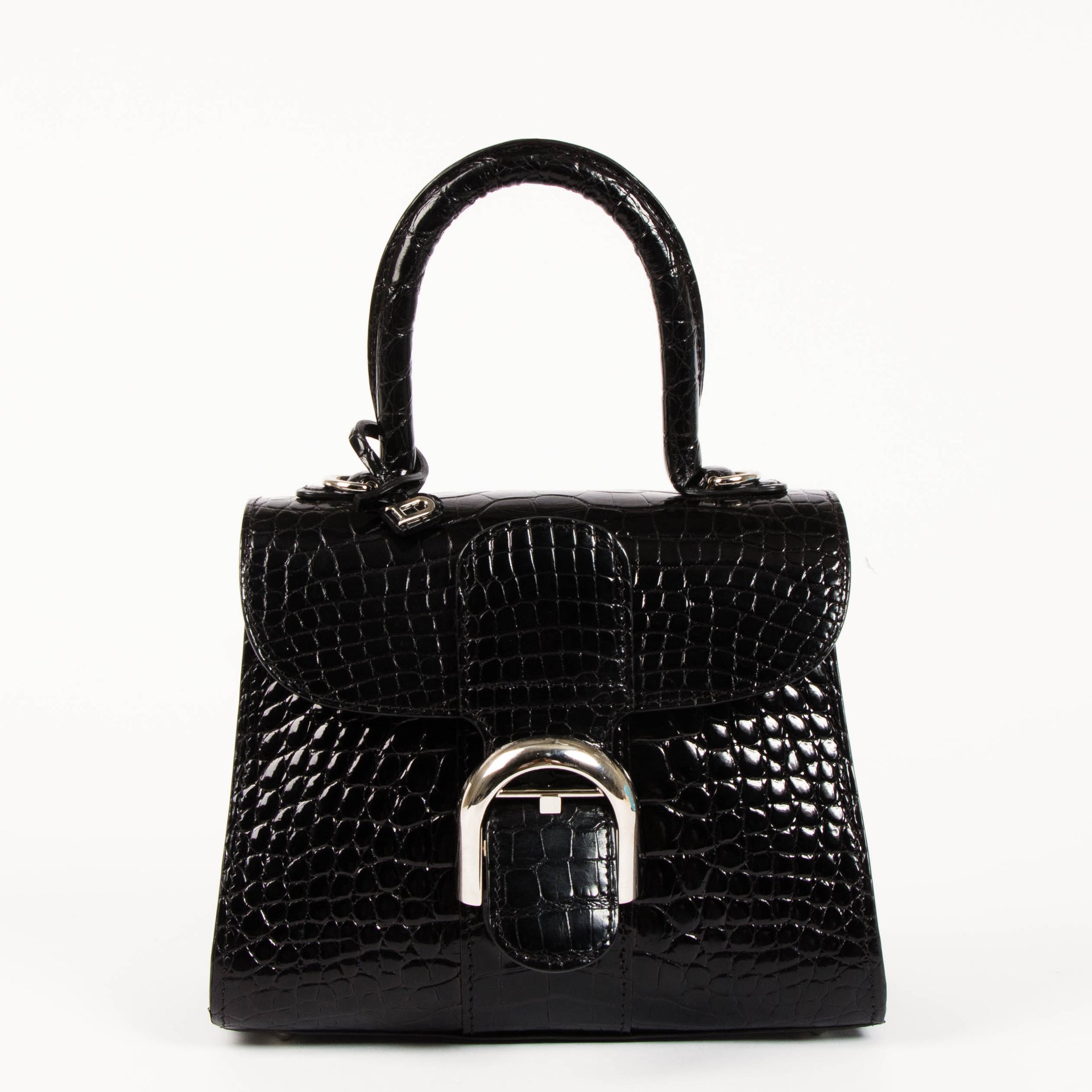 Delvaux Black Shiny Alligator Brillant Mini Bag