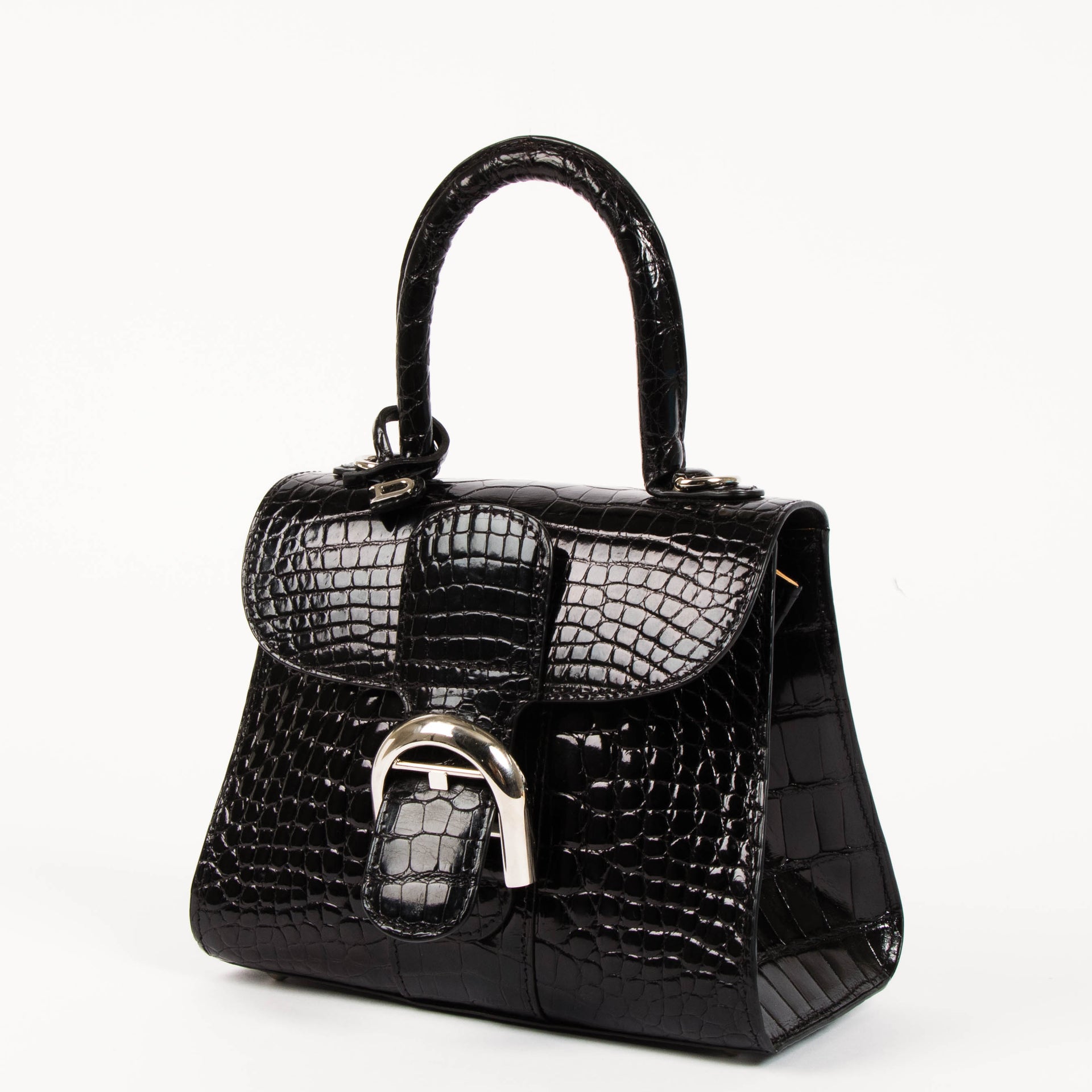 Delvaux Black Shiny Alligator Brillant Mini Bag