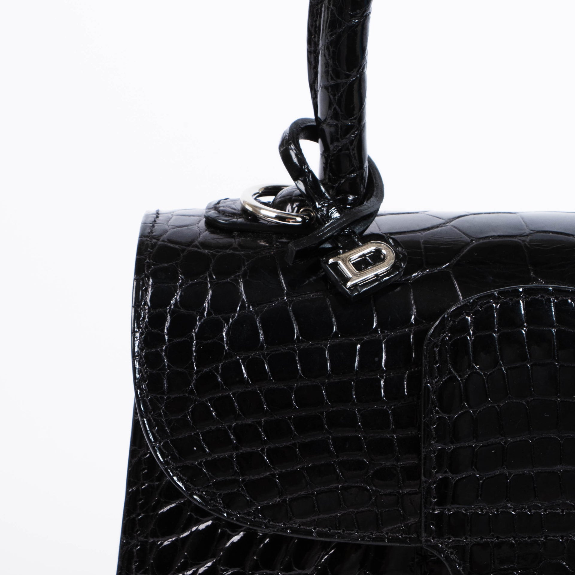 Delvaux Black Shiny Alligator Brillant Mini Bag