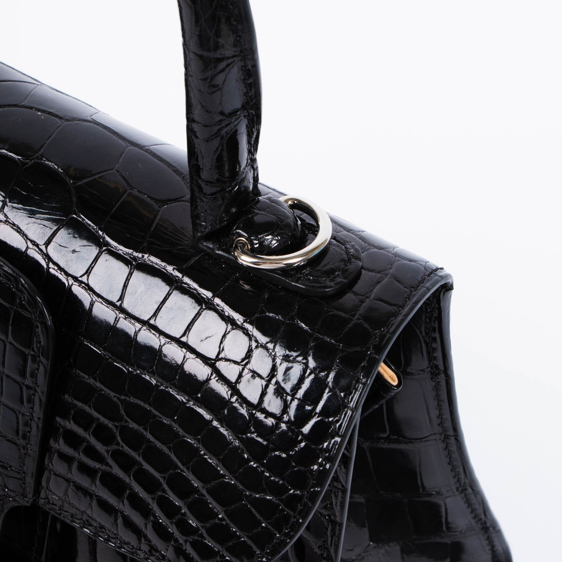 Delvaux Black Shiny Alligator Brillant Mini Bag