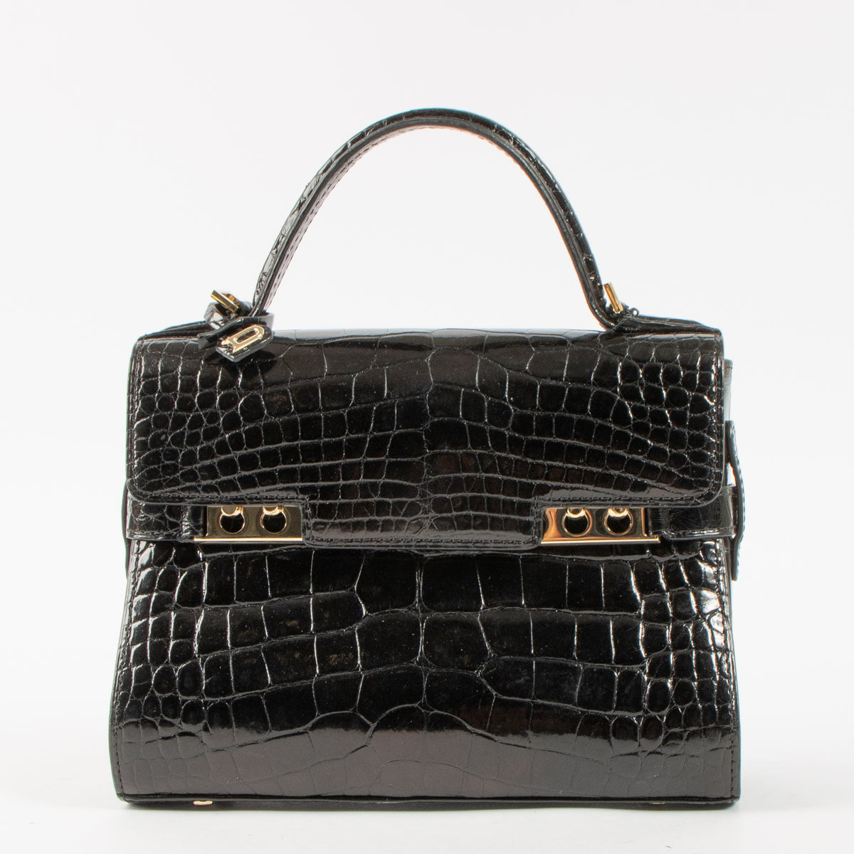 Delvaux Tempête Mini Glanzend Zwart Alligator