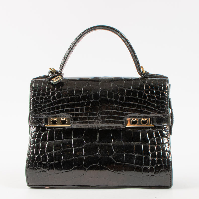 Delvaux Black Shiny Alligator Tempête Mini Bag