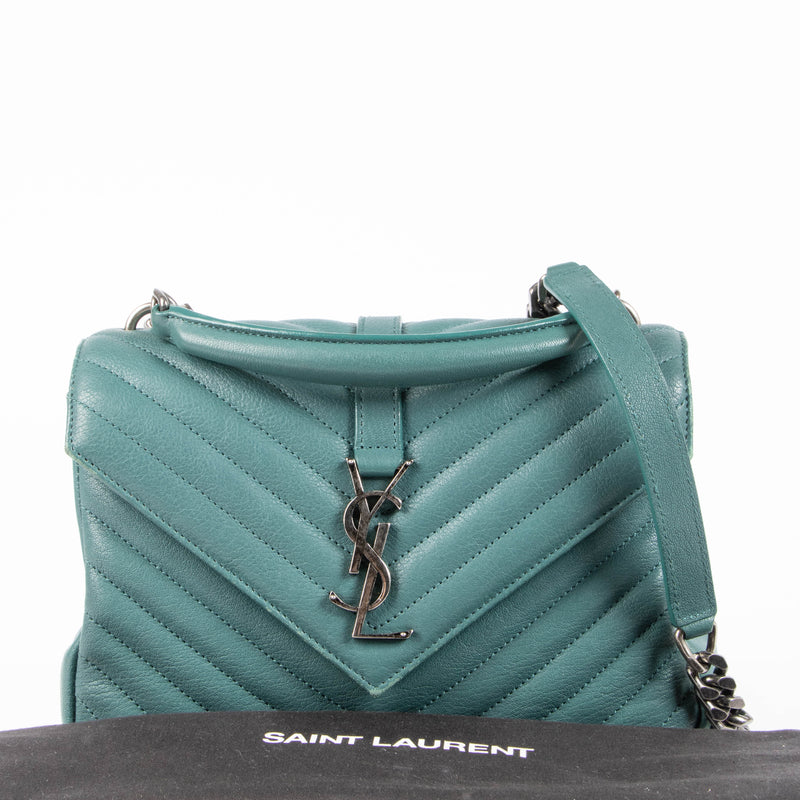Shop this authentic Saint Laurent Green Leather College Shoulder bag pre-loved on Labellov.com 