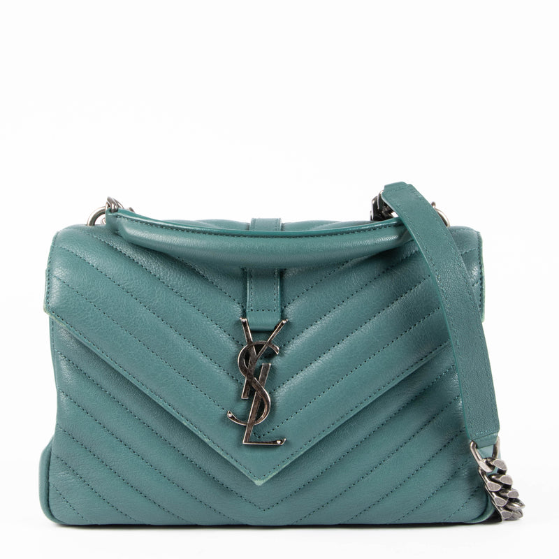 Shop this authentic Saint Laurent Green Leather College Shoulder bag pre-loved on Labellov.com 