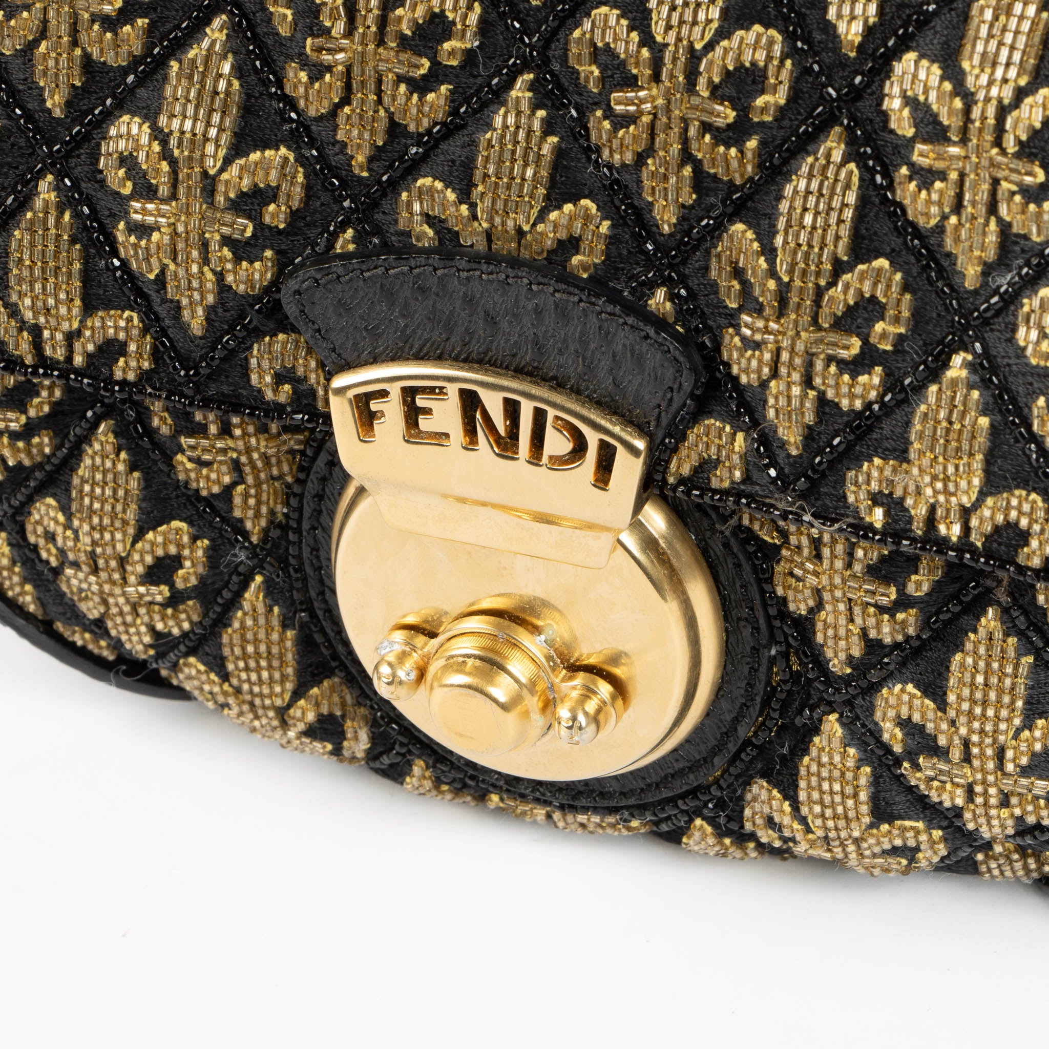 FENDI ハンドバッグ ブラック ゴールド ドット柄 Fendi Black/Gold Ricami Strass Bag – Labellov