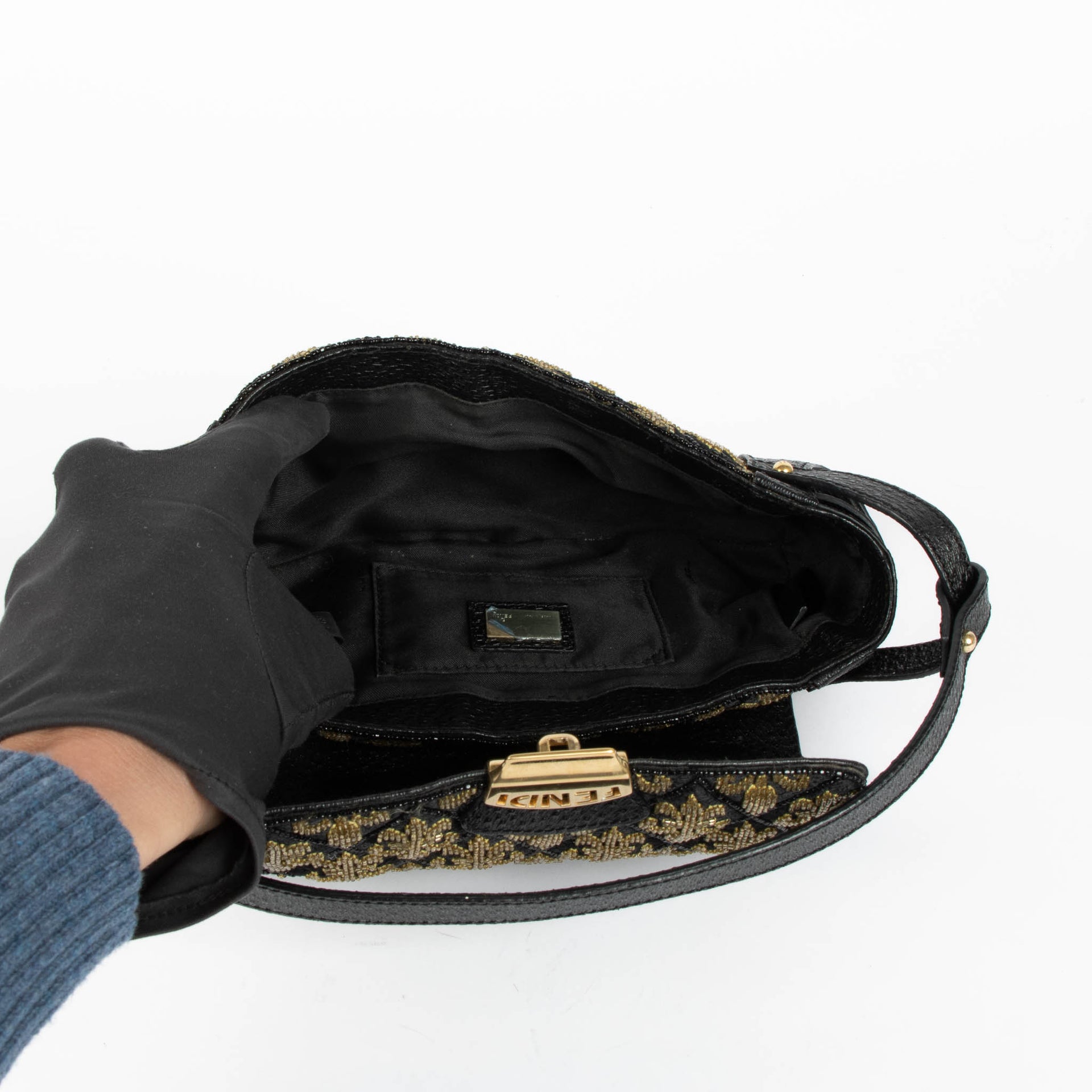 Shop this 100% authentic Fendi Black/Gold Ricami Strass Bag at Labellov.com