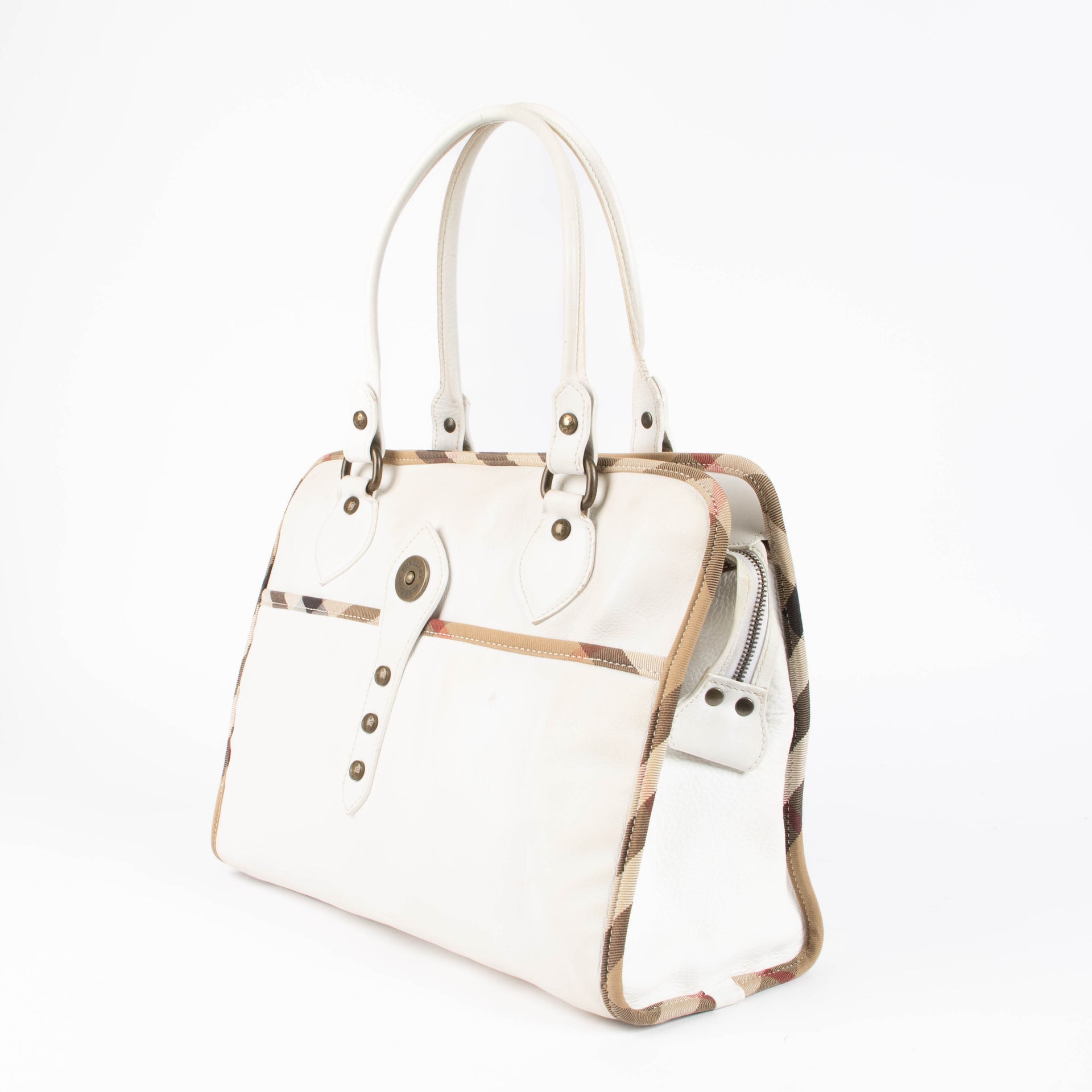Burberry White Leather Shoulder Bag