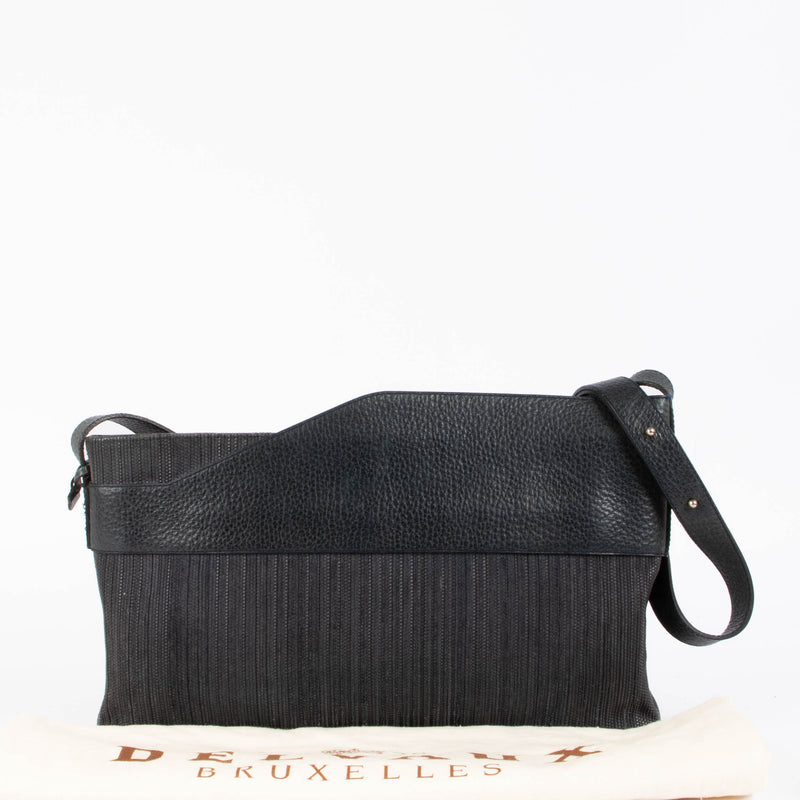 Shop this authentic delvaux blue toile de cuir long Shoulder bag pre-loved on Labellov.com