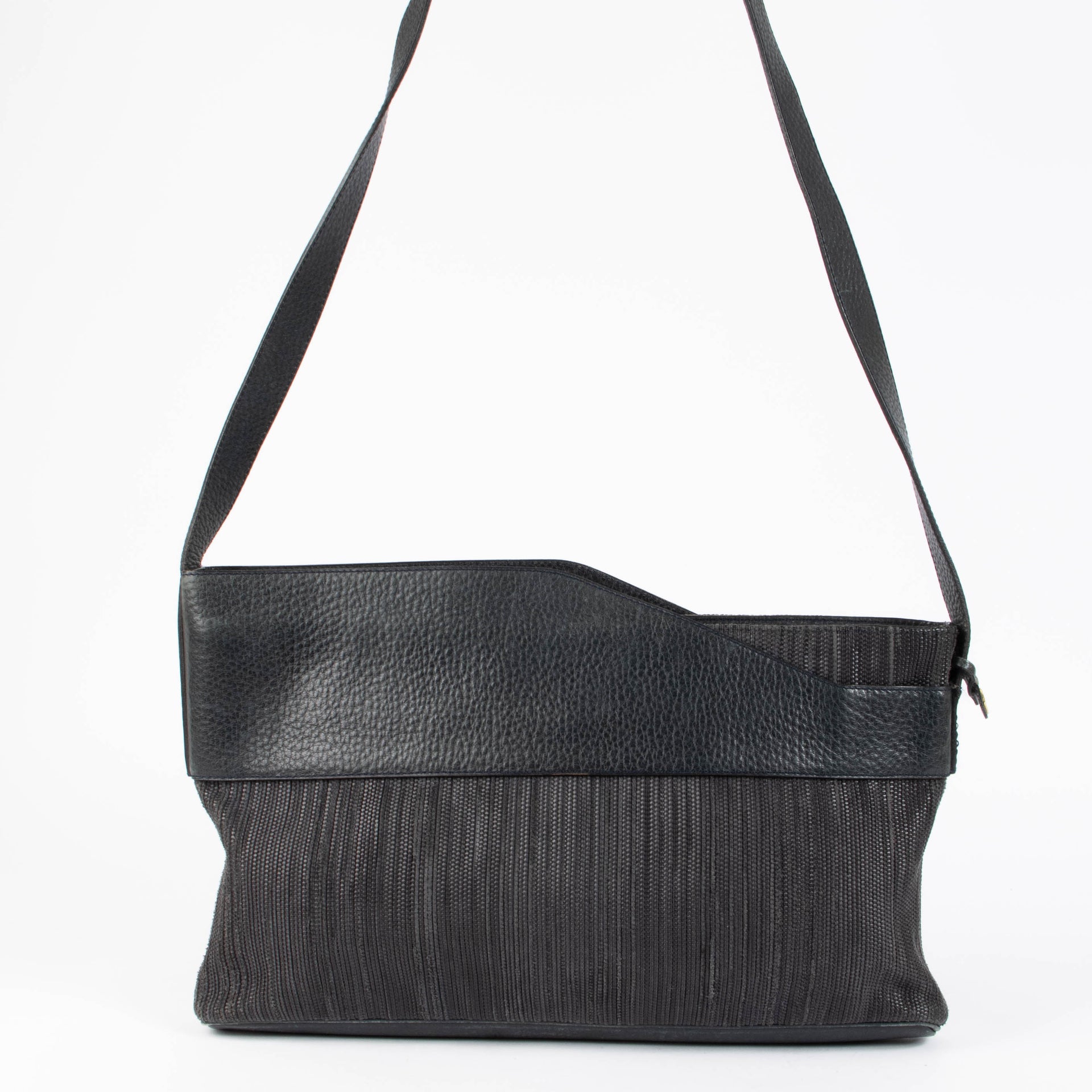 Shop this authentic delvaux blue toile de cuir long Shoulder bag pre-loved on Labellov.com