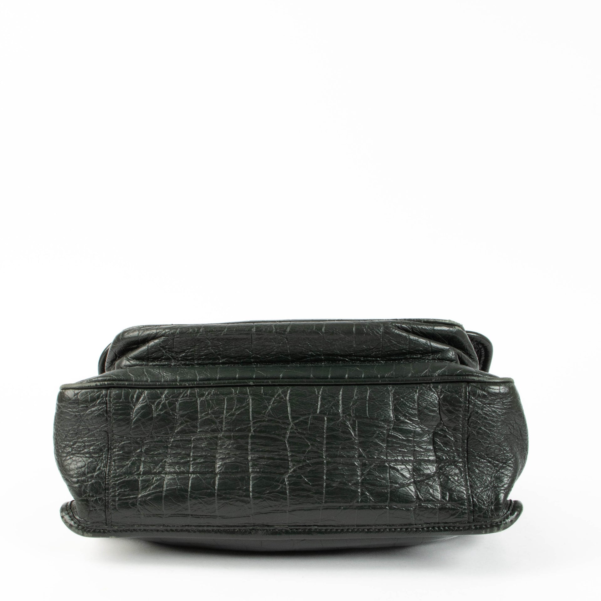 Saint Laurent Green Croc-Embossed Niki Bag
