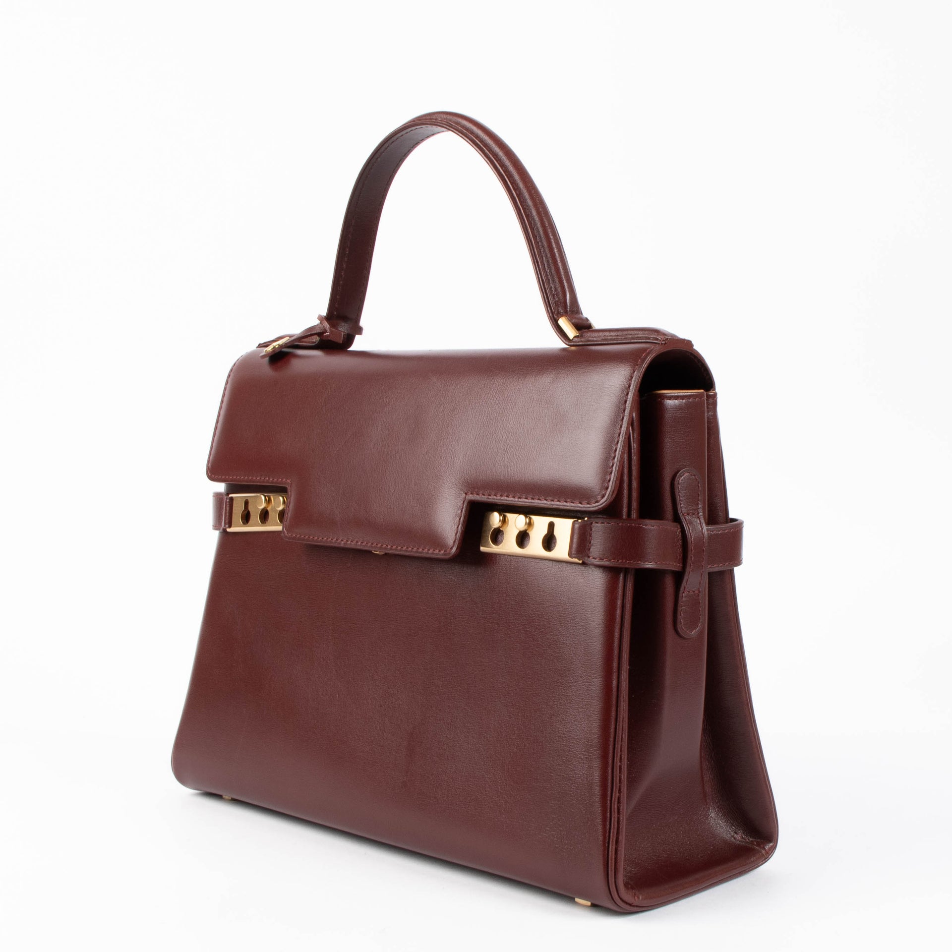 Delvaux Burgundy Box Calf Tempête MM