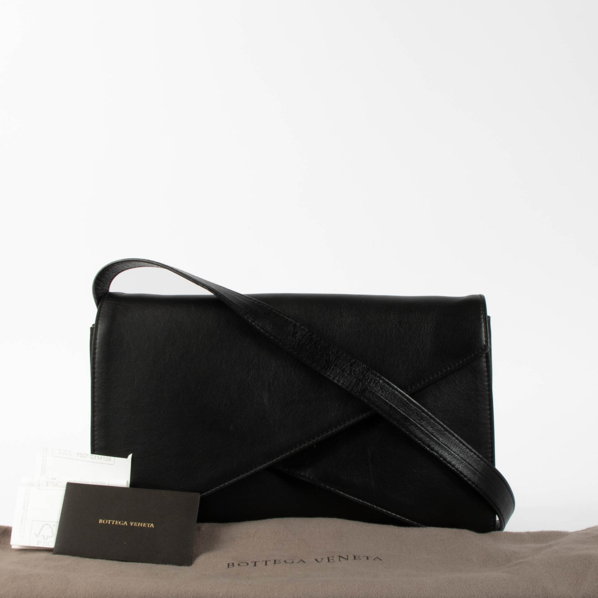 Shop this 100% authentic Bottega Veneta Black Envelope Bag at Labellov.com