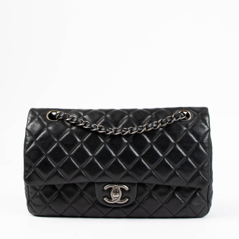 Shop the authentic Chanel Black Medium Lambskin Flap Bag RHW second hand on Labellov.com