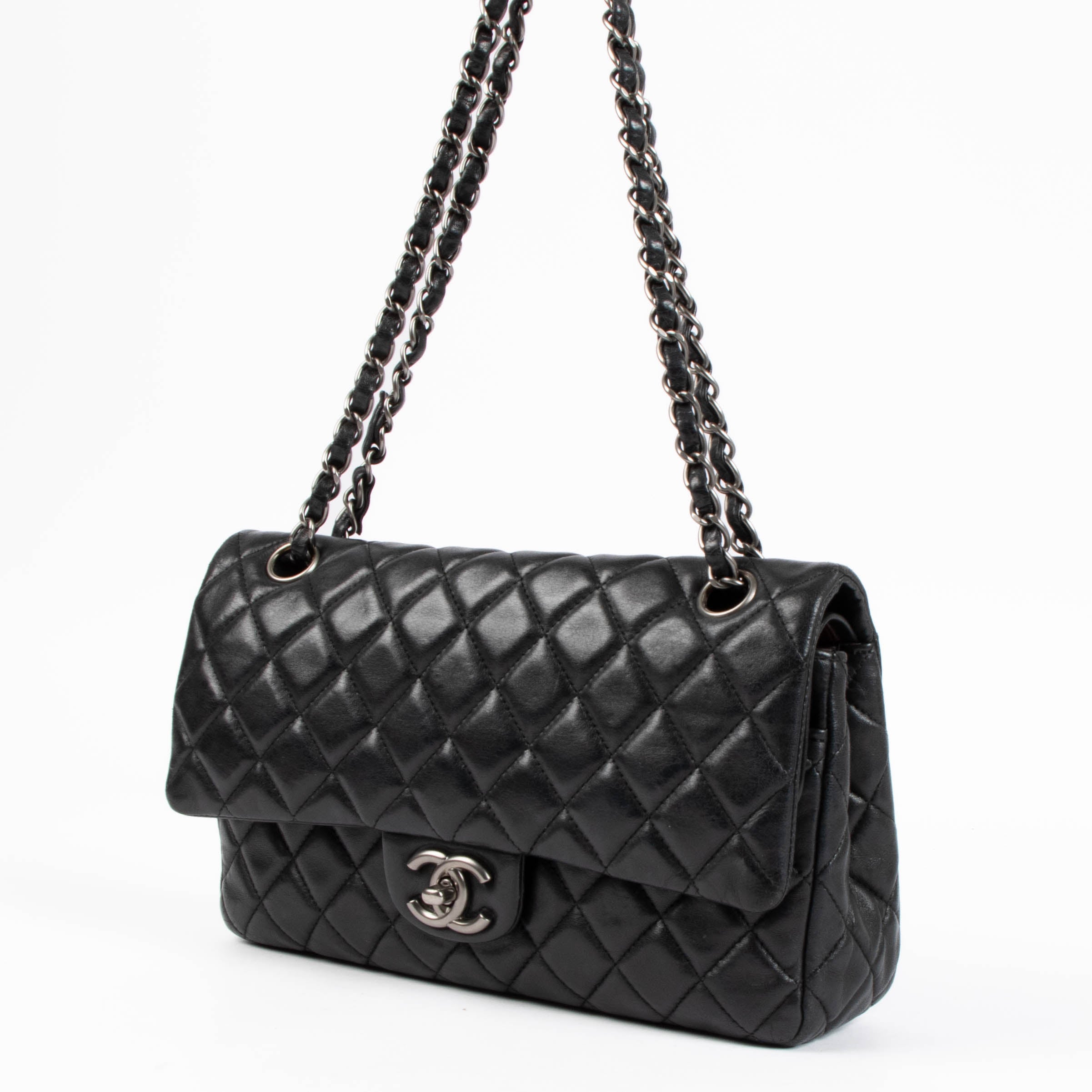 Chanel Black Medium Lambskin Flap Bag RHW – Labellov