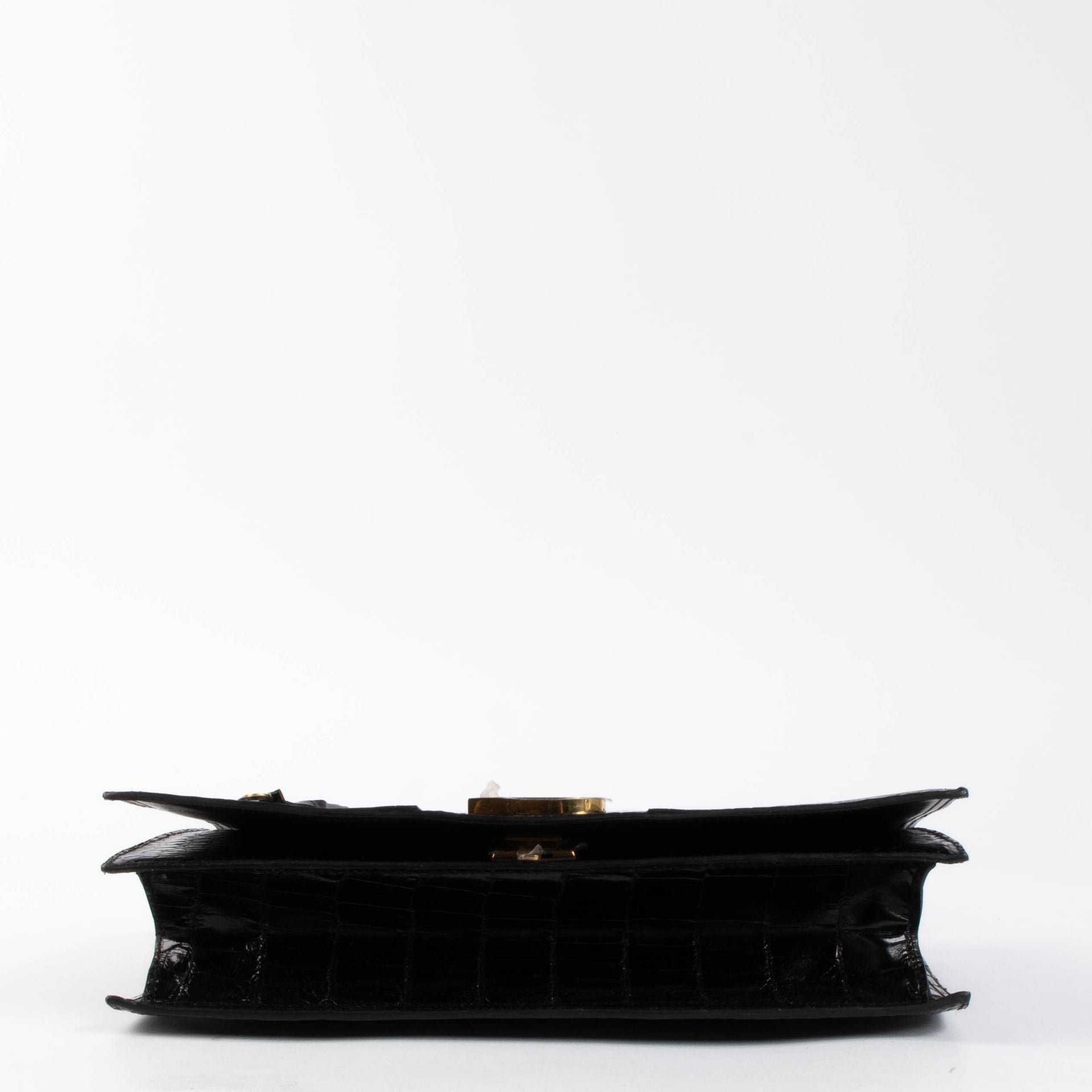 Shop authentic Delvaux Black Vintage Crocodile Top Handle Bag on Labellov.com.