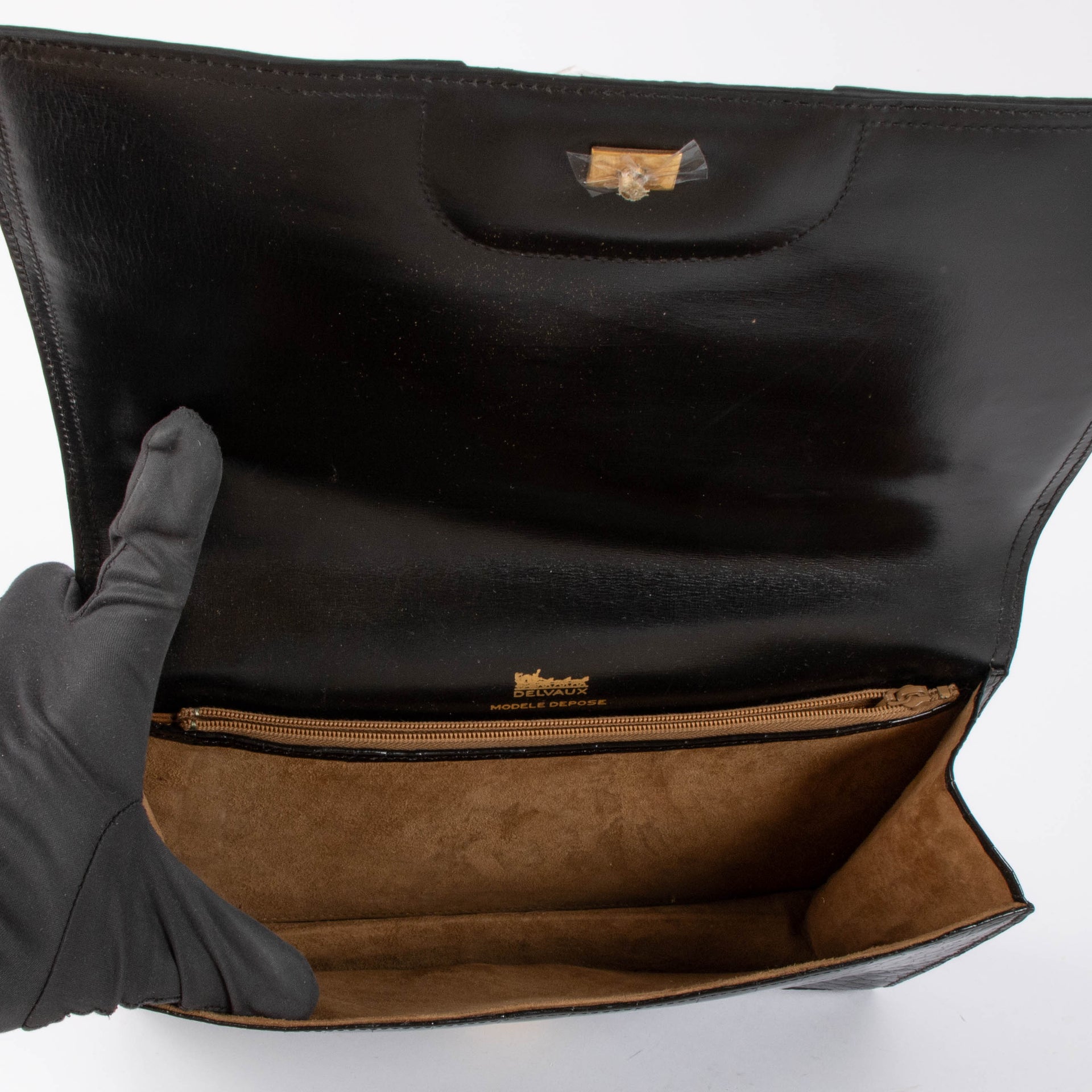 Shop authentic Delvaux Black Vintage Crocodile Top Handle Bag on Labellov.com.