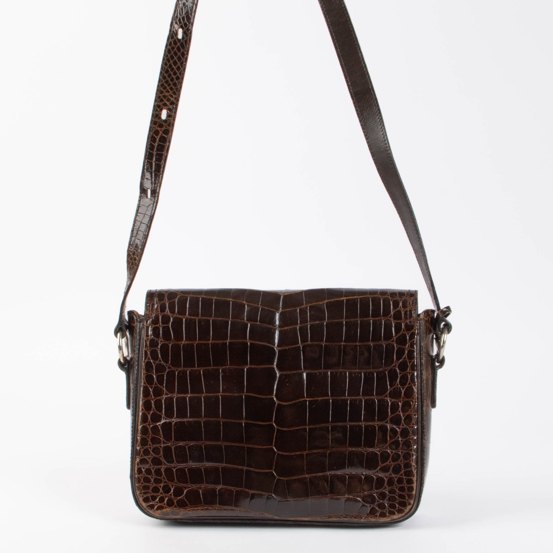 Shop authentic Delvaux Brown Vintage Crocodile Shoulder Bag on Labellov.com.