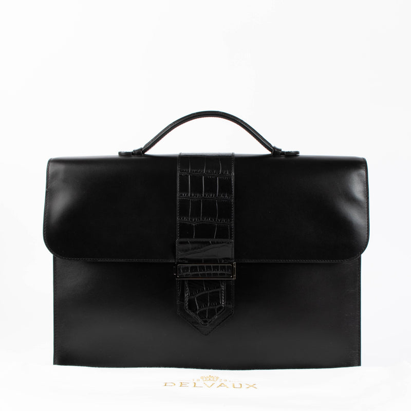 Shop authentic Delvaux Black Alligator Detail Briefcase on Labellov.com.