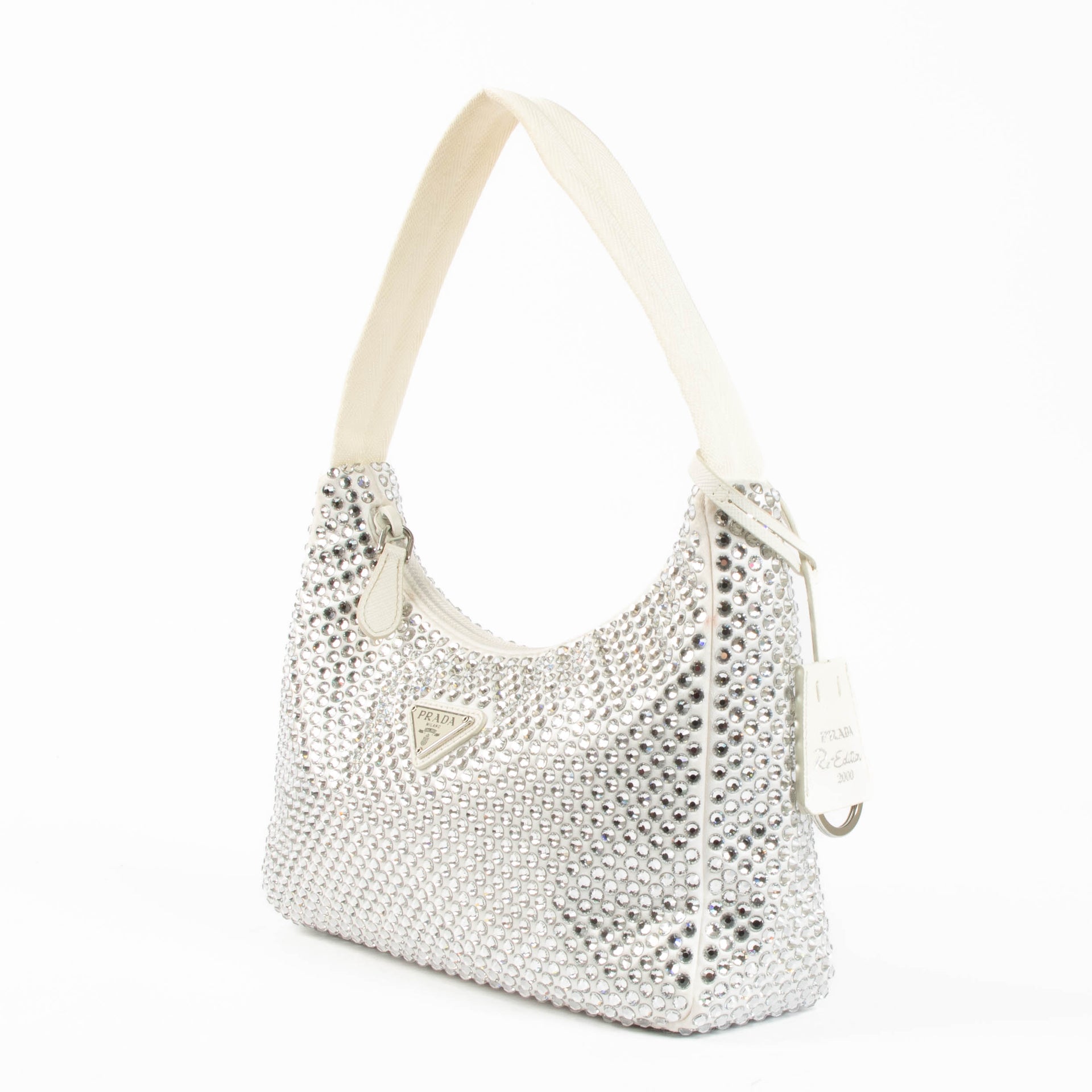 Shop this 100% authentic Prada Crystal Re-Edition 2000 Mini Satin Bag at Labellov.com