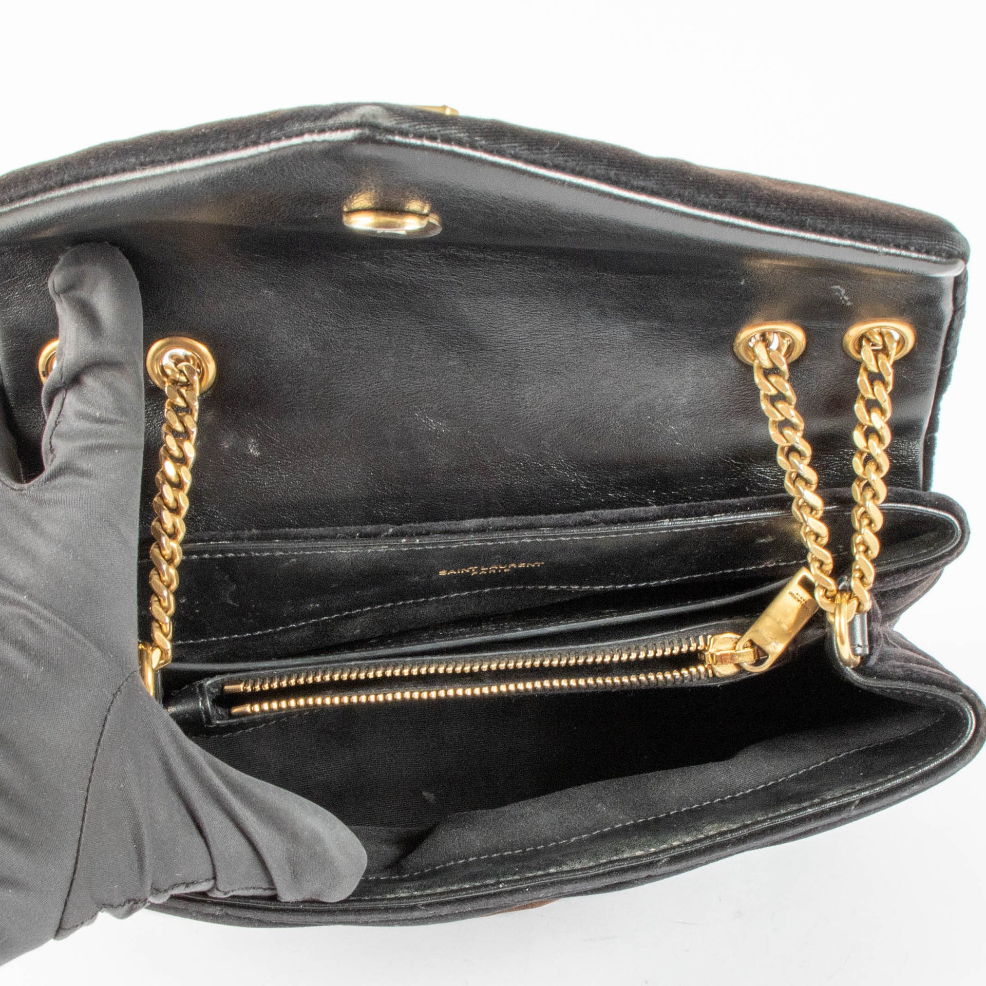 Saint Laurent Black Velvet Loulou Small Bag