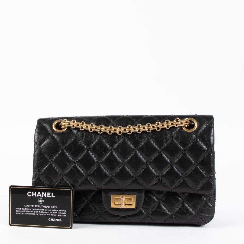 Shop this authentic Chanel Black Aged Calfskin Medium 2.55 Reissue Bag pre-loved on Labellov.com 
