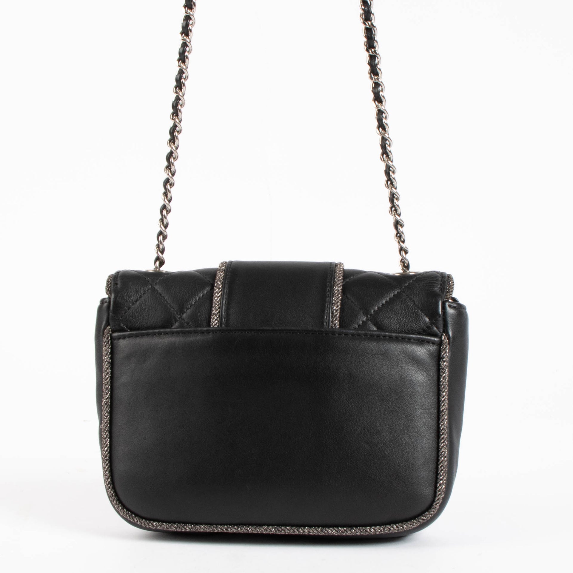 Chanel Black Lurex Trim Elementry Chic Mini Flap Bag