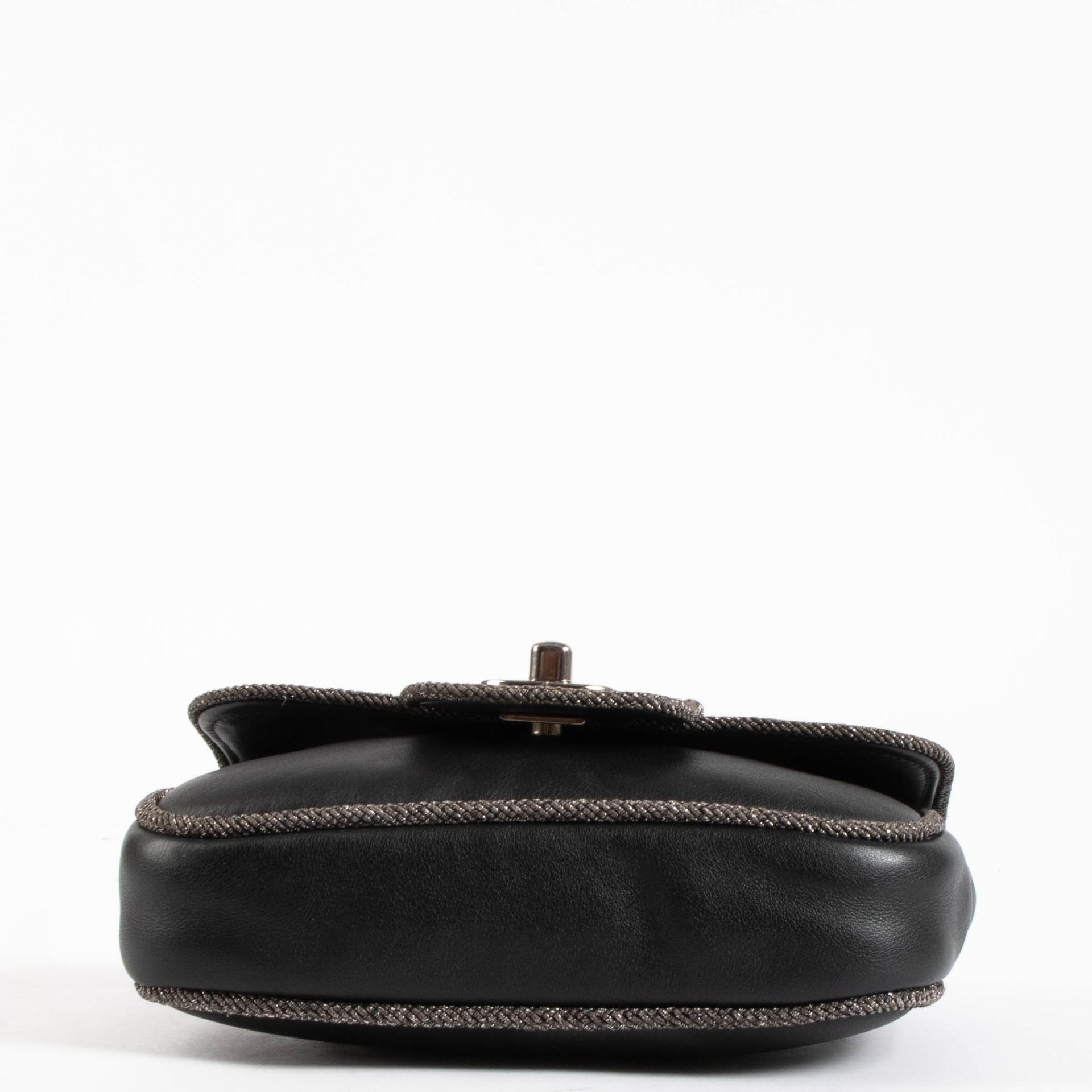 Chanel Black Lurex Trim Elementry Chic Mini Flap Bag