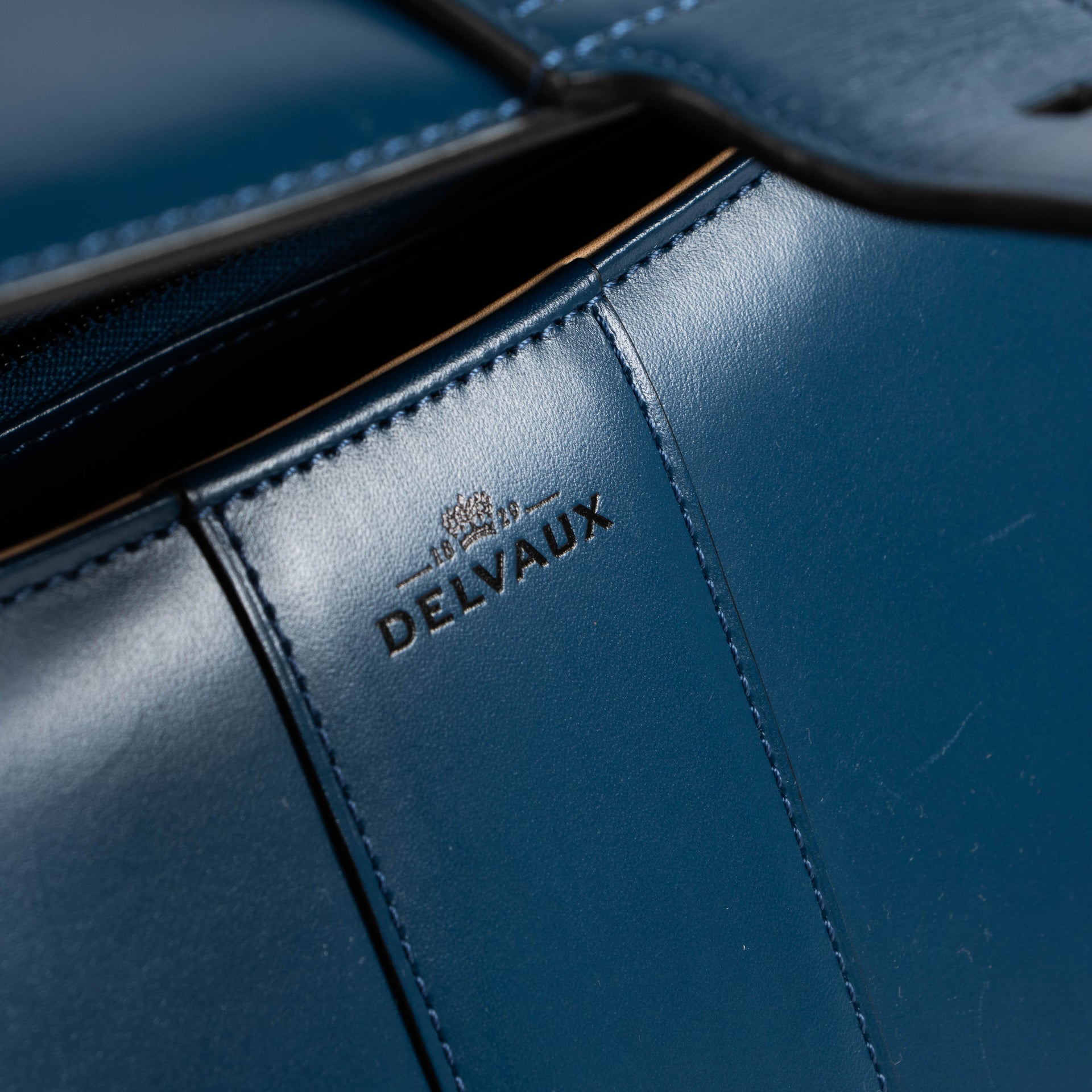 Delvaux Bleu de Prusse Box Calf Brillant MM Bag