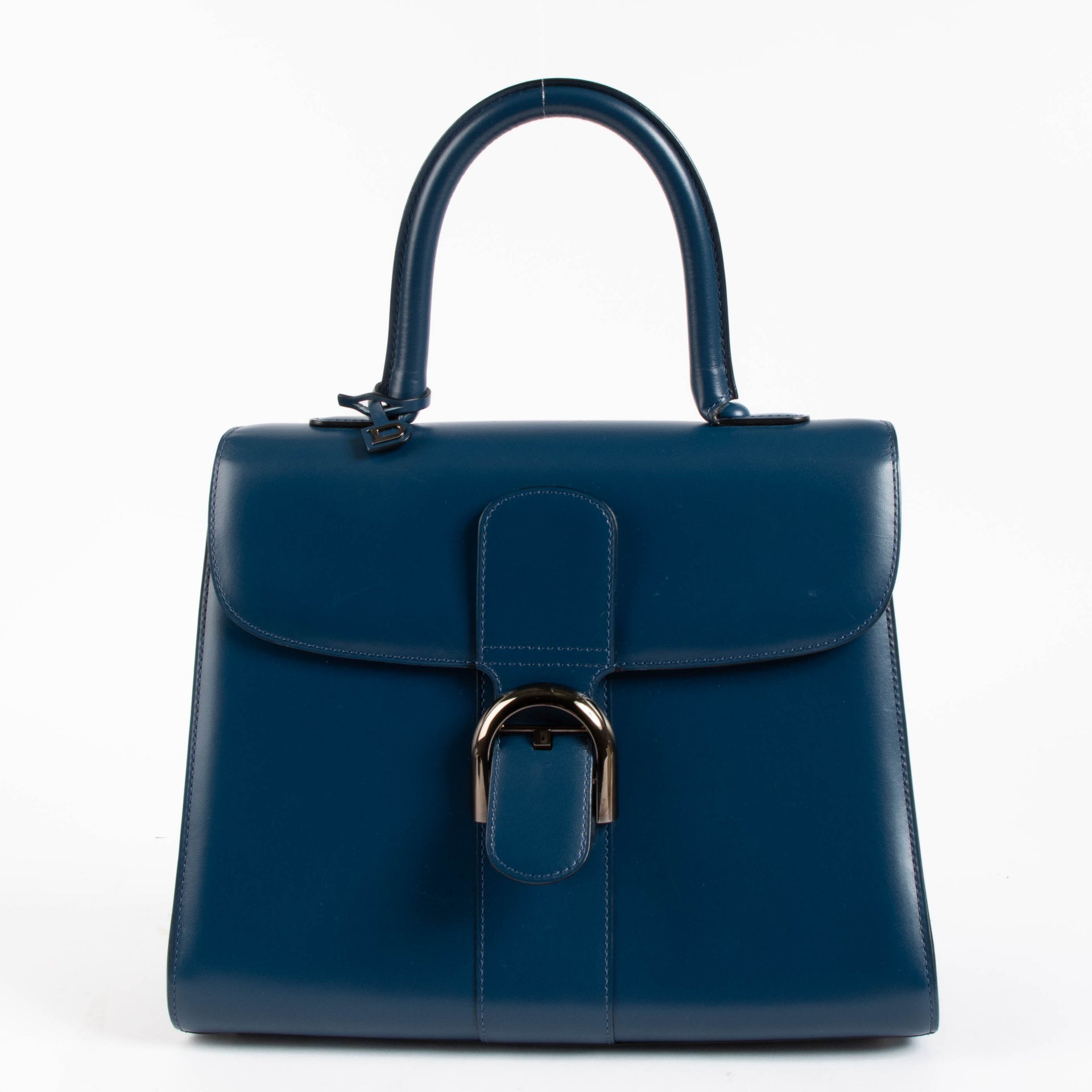 Delvaux Bleu de Prusse Box Calf Brillant MM Bag