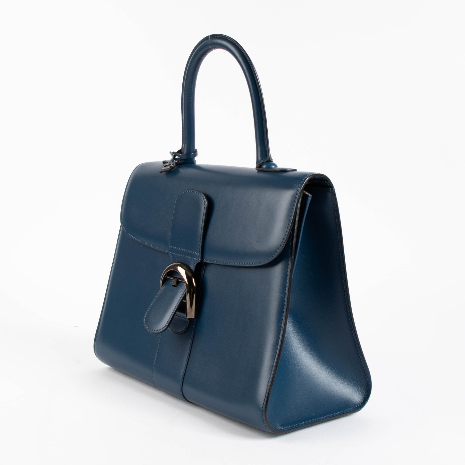 Delvaux Bleu de Prusse Box Calf Brillant MM Bag