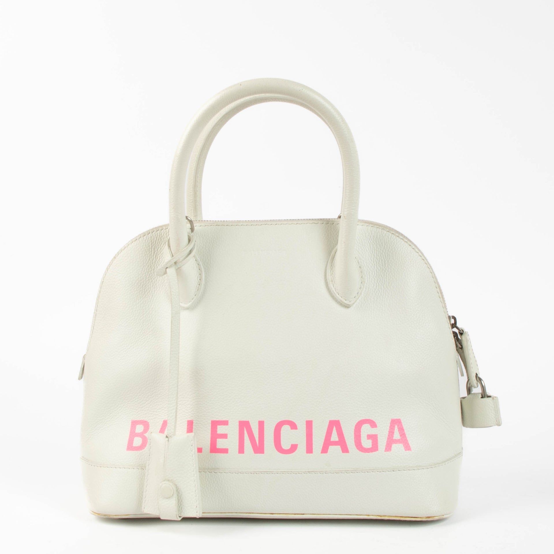 Shop this authentic Balenciaga White Logo Ville Small Bag pre-loved on Labellov.com