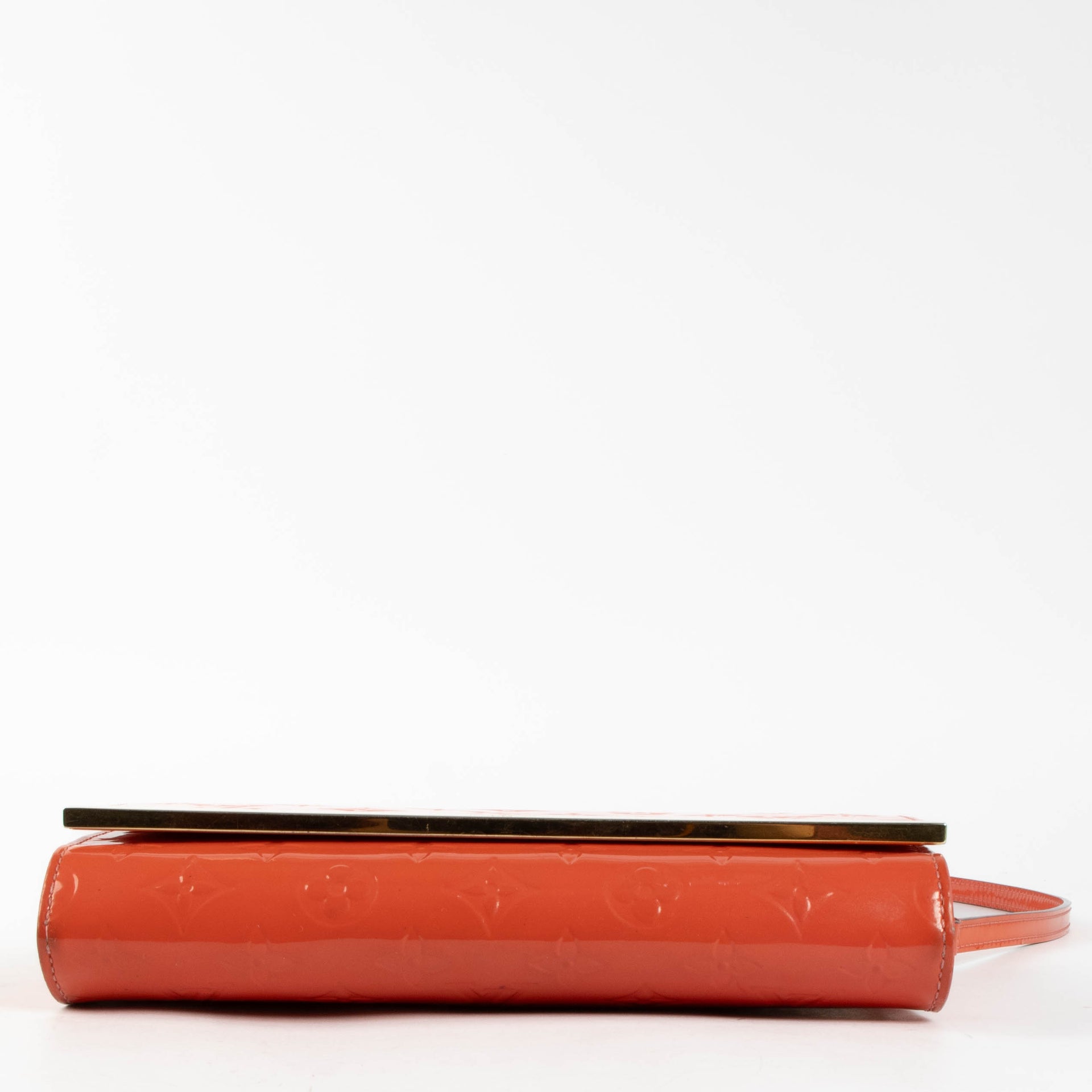 Shop this Louis Vuitton Orange Sunset Monogram Vernis Ana Clutch pre-loved on Labellov.com