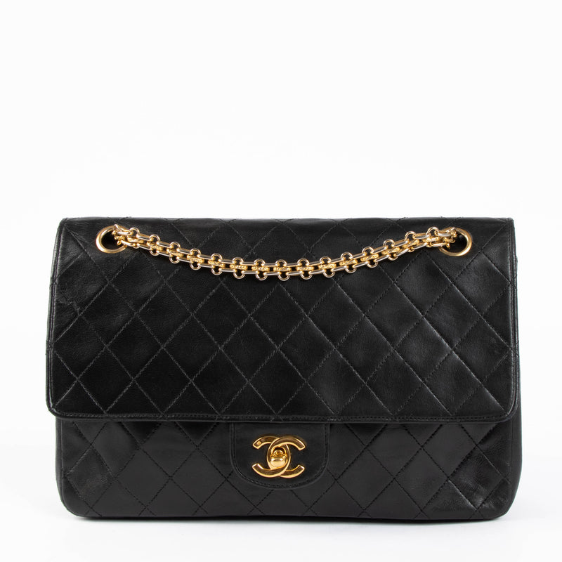 Chanel Vintage Black Lambskin 2.55 Chain Classic Flap Bag