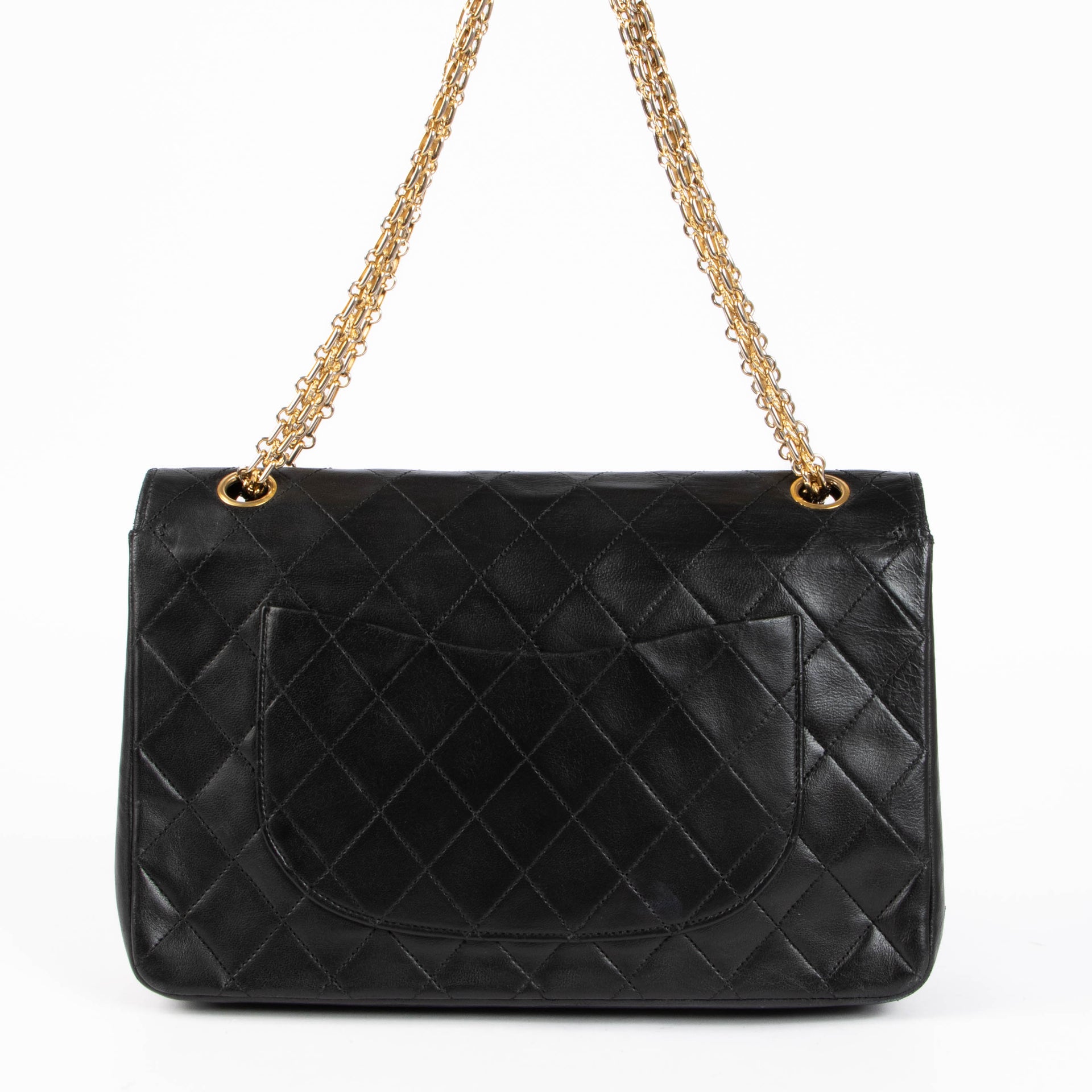 Chanel Vintage Black Lambskin 2.55 Chain Classic Flap Bag