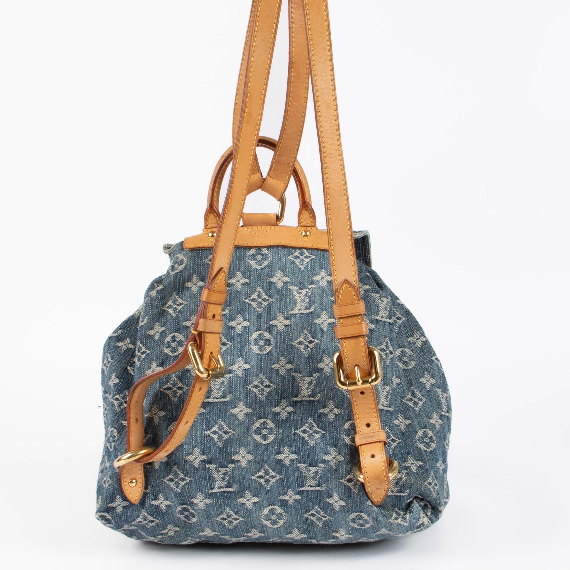 Shop the authentic Louis Vuitton Blue Monogram Denim Sac A Dos GM second hand on Labellov.com