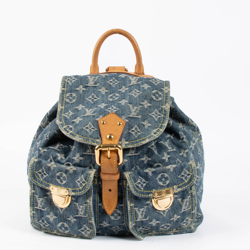 Shop the authentic Louis Vuitton Blue Monogram Denim Sac A Dos GM second hand on Labellov.com