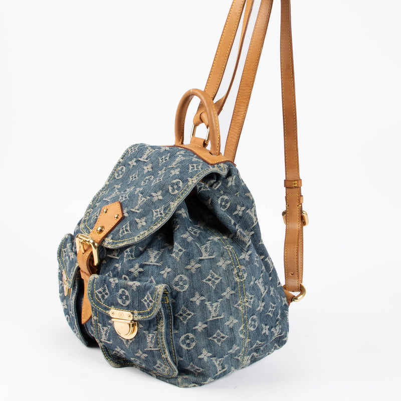 Shop the authentic Louis Vuitton Blue Monogram Denim Sac A Dos GM second hand on Labellov.com